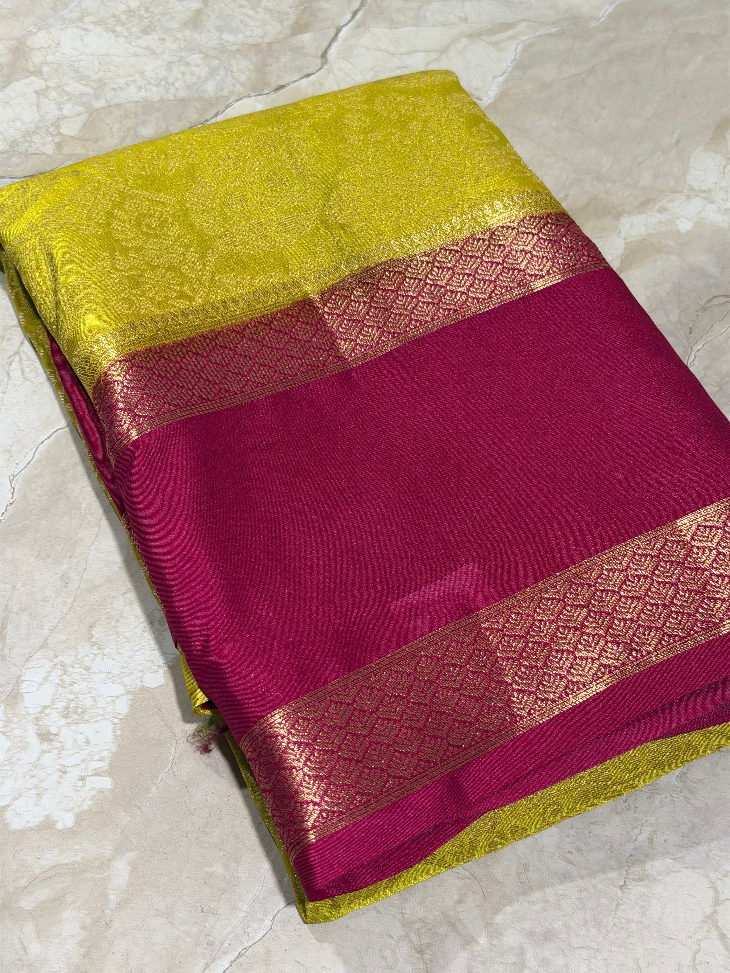 Yellow Brocade Semi Mysore Silk Saree 108 (Copy 2)