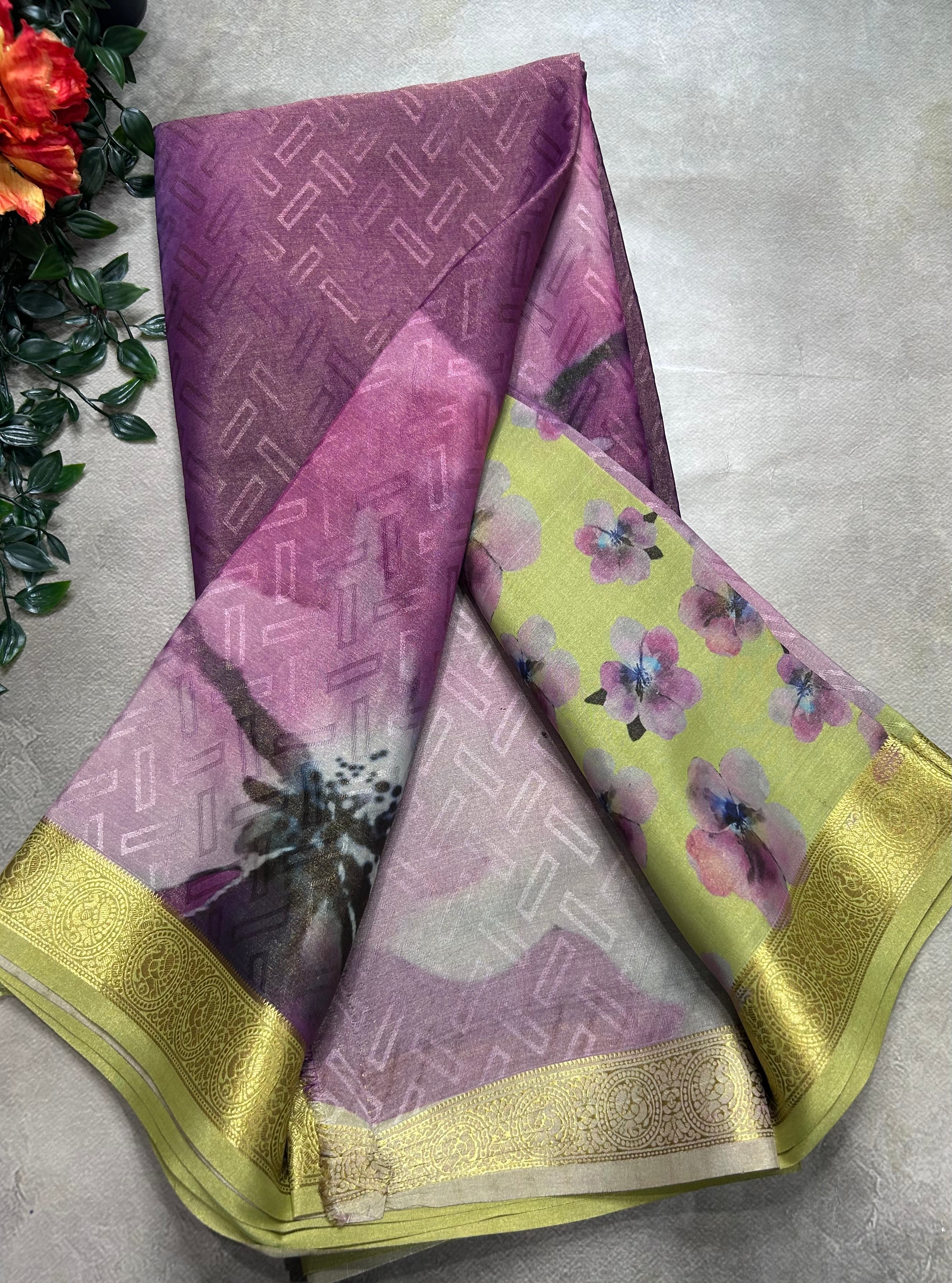 Multicolour digital print pure mysore silk saree(DMS106)