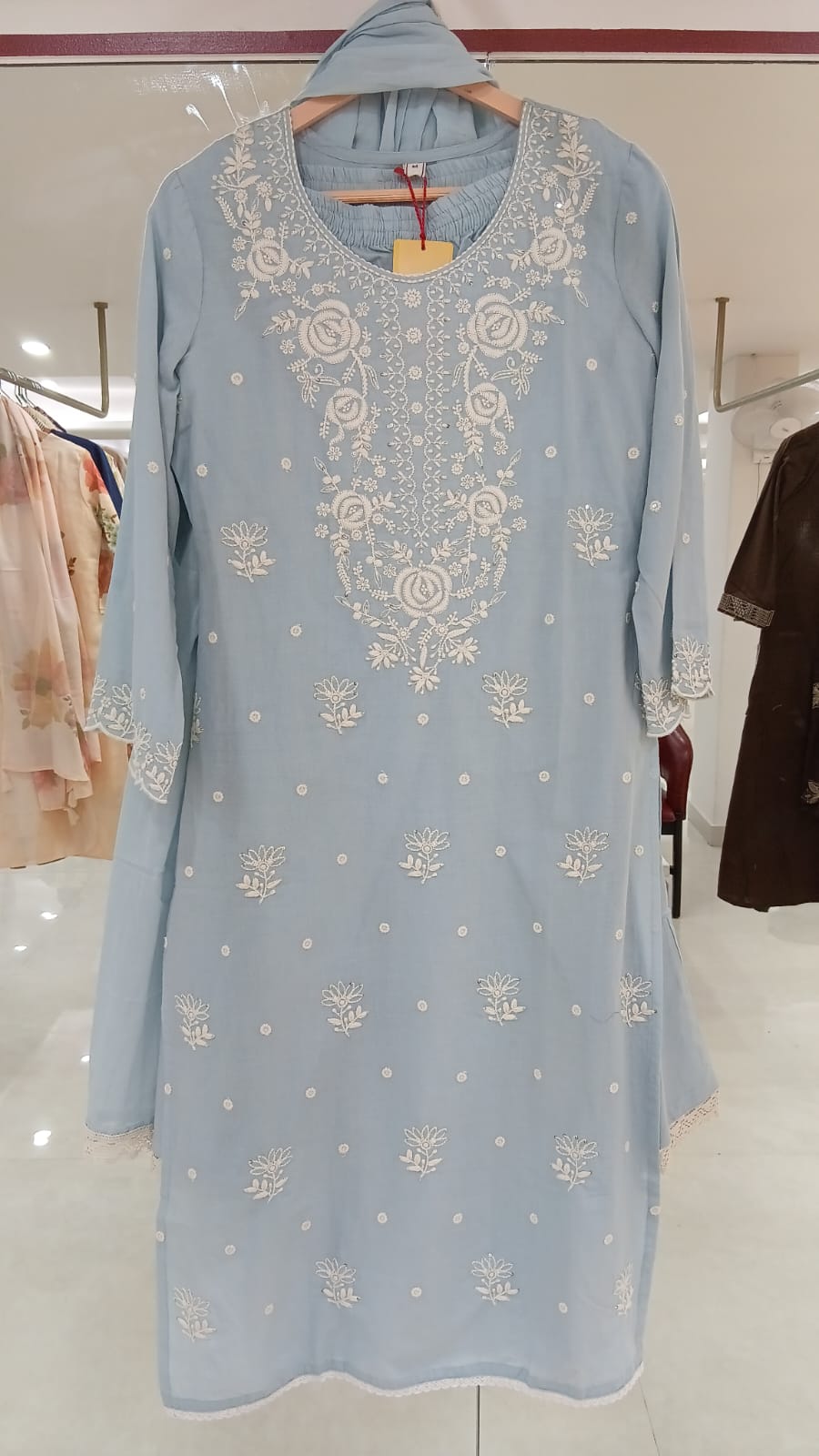 Blue Cotton Anarkali Kurtha  151