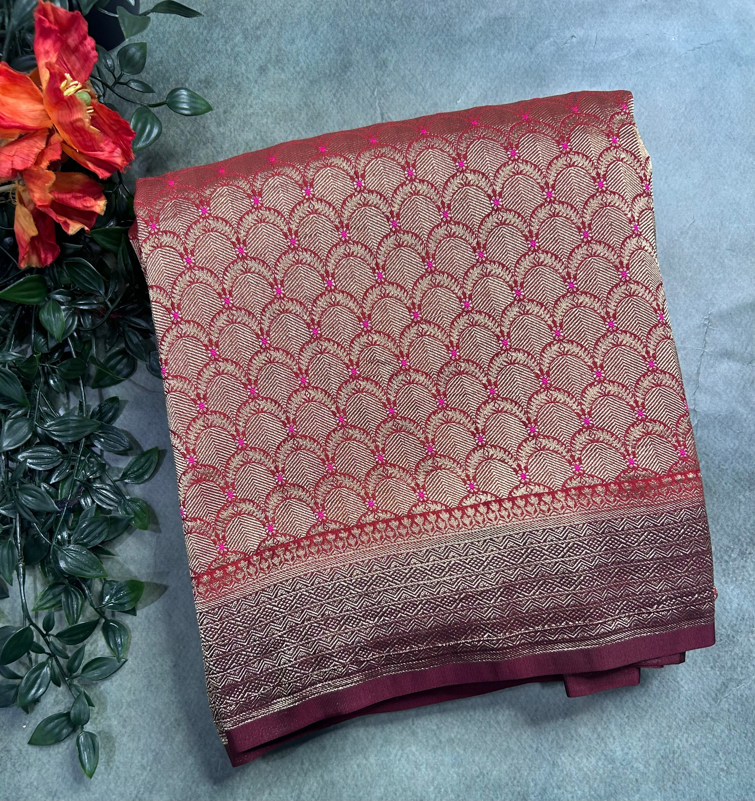 Orange brocade semi georgette 105 saree