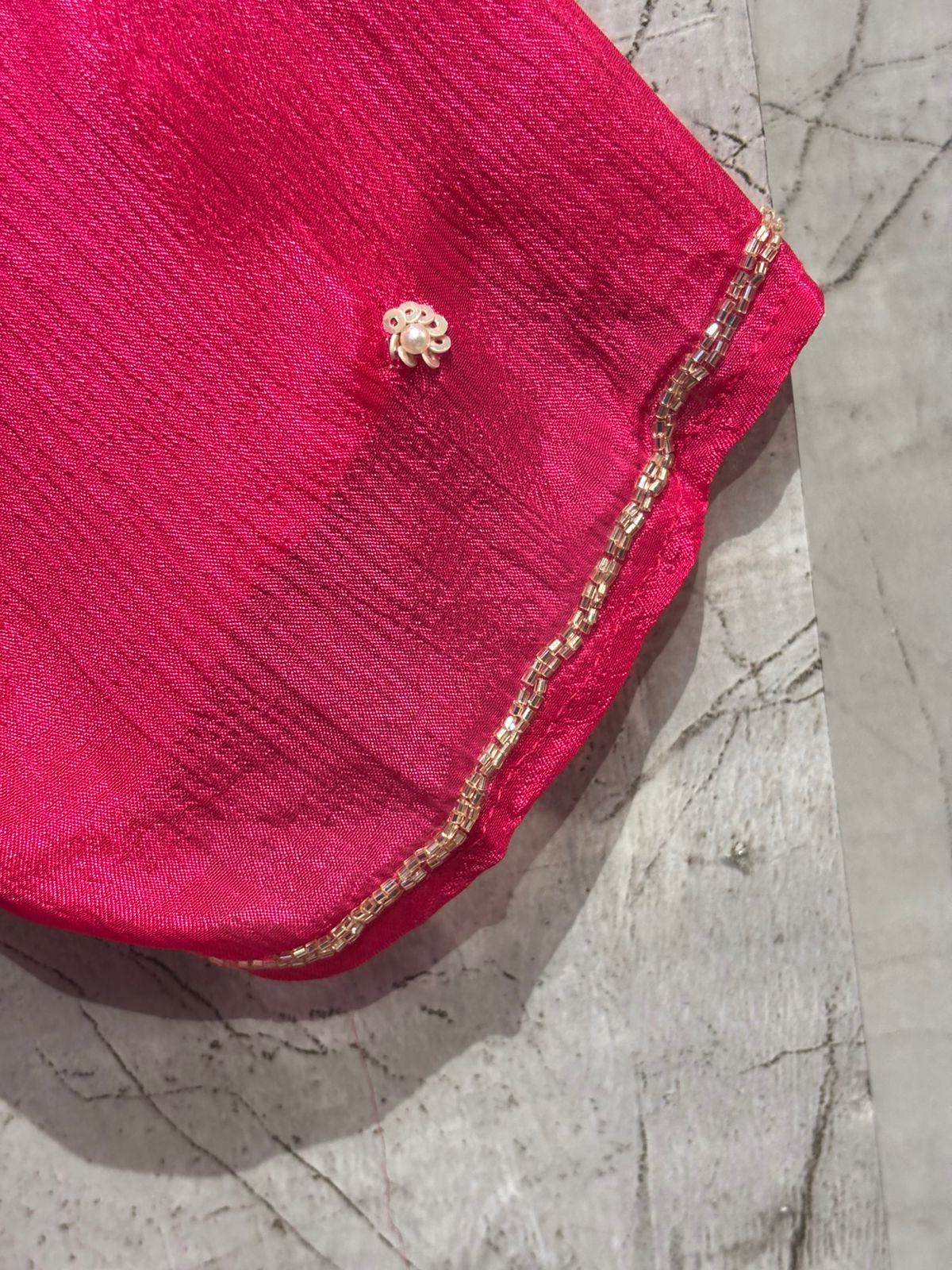 Pink Anarkali Chinnon Hand Embroidery Kurtha 567