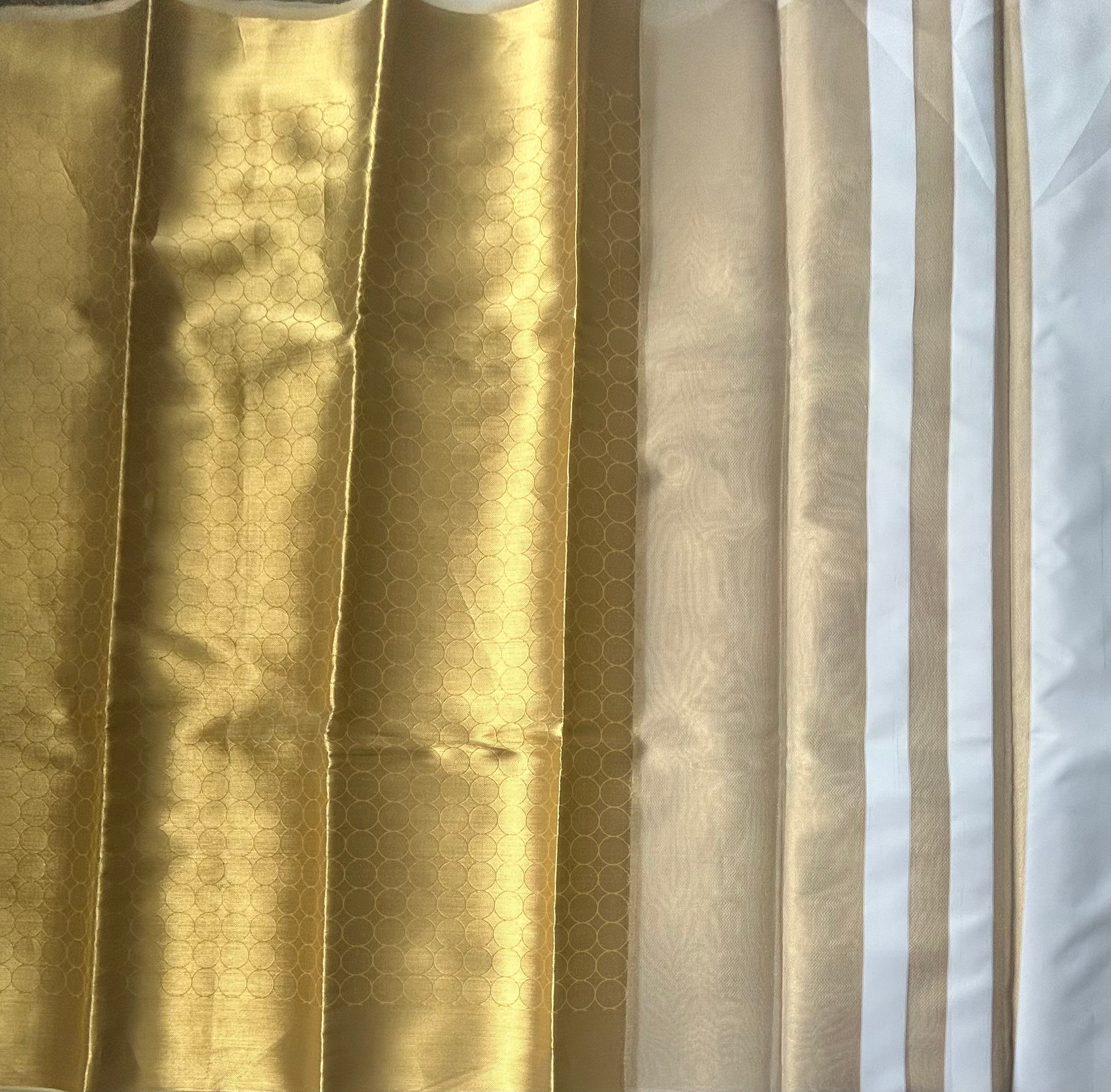 Golden brocade semi tissue saree
