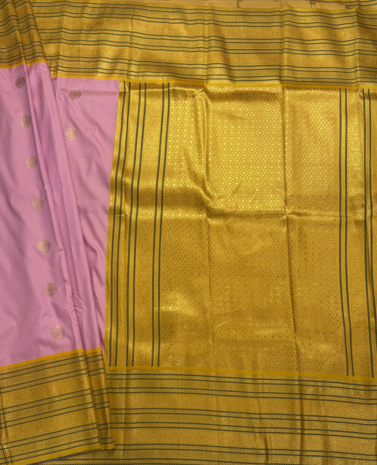 Pastel pink Kanchi Border Semi Soft Silk Saree 110