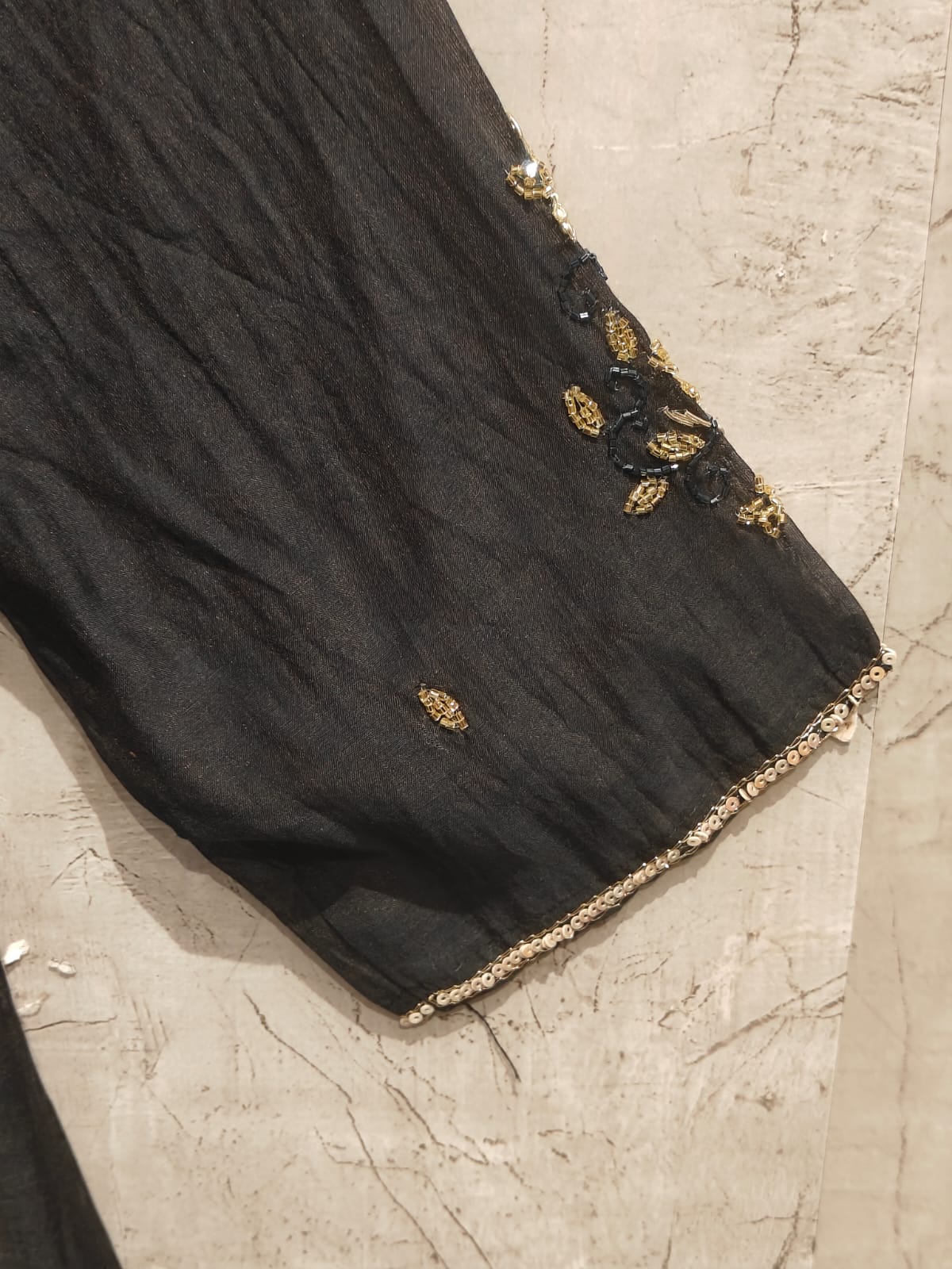 Black Mul Chanderi Hand Embroidery Anarkali Kurtha 228
