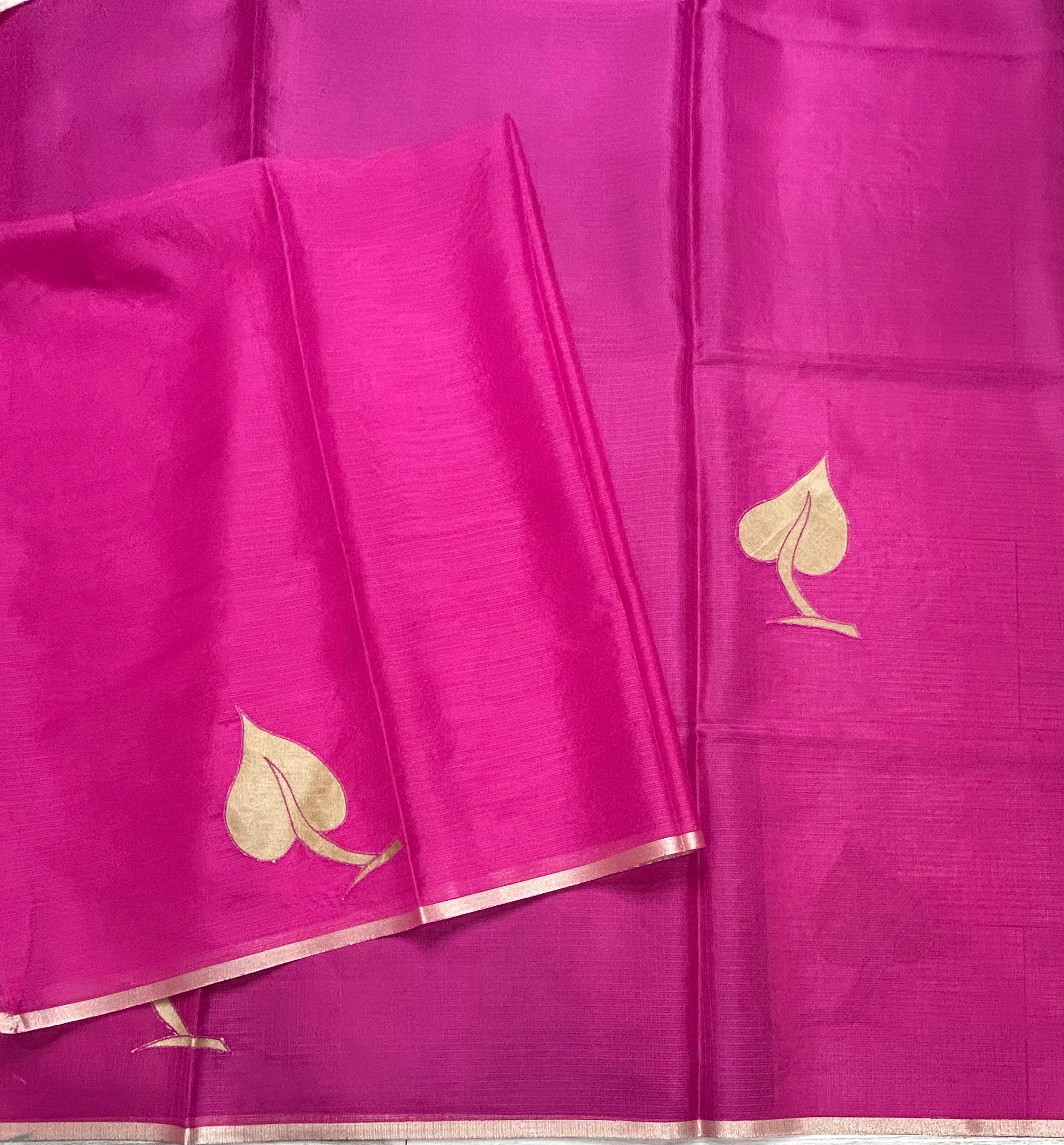 Pink kota checks appliqué work 106 saree