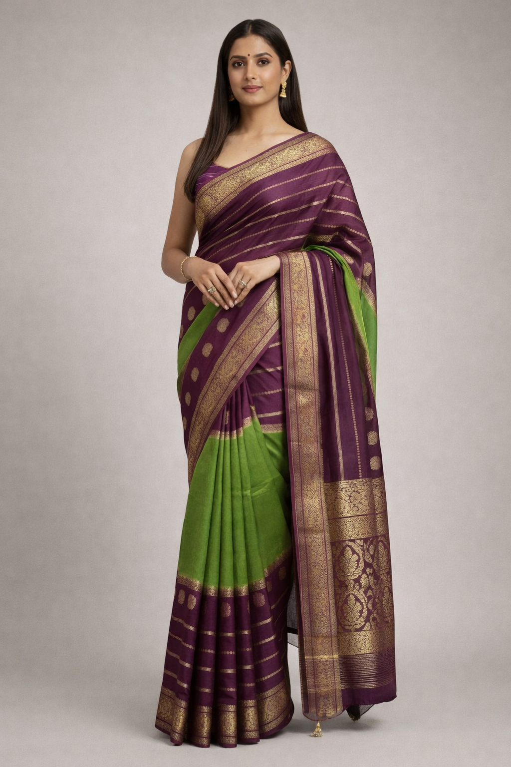 Parrot Green wine dola silk-12 saree
