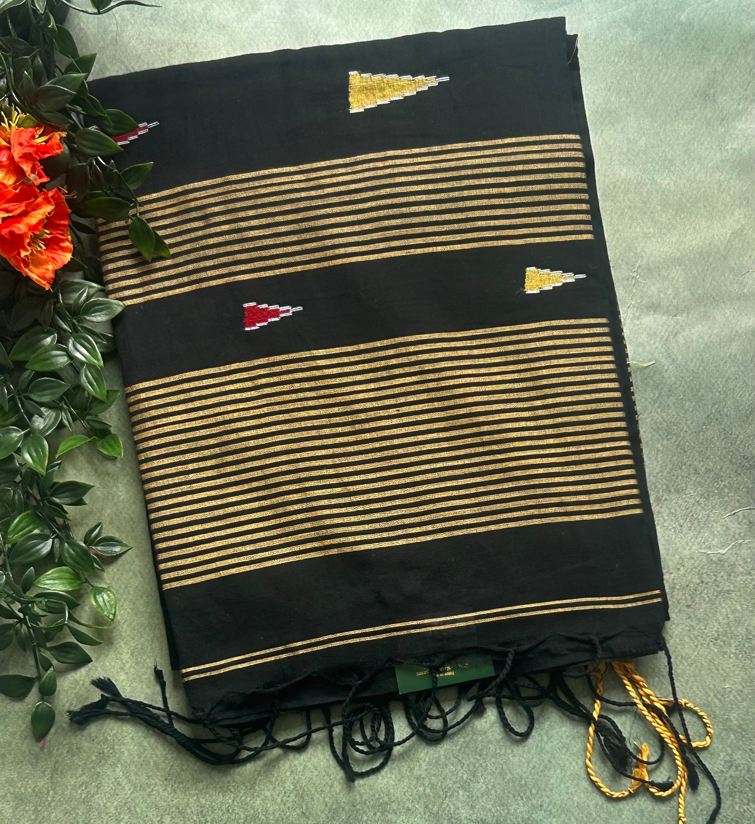 Black pure cotton 103 jamdani saree