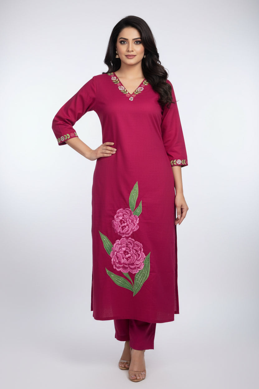 Pink Dobi Cotton A Line Kurtha 389