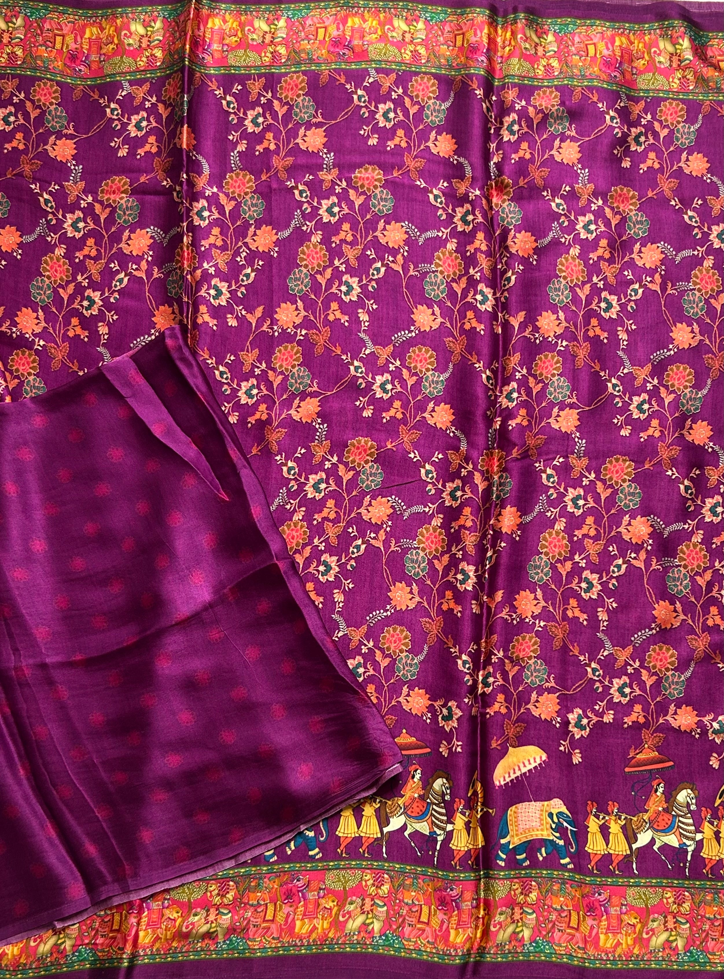 Multicolour digital printed modal crepe 103 saree