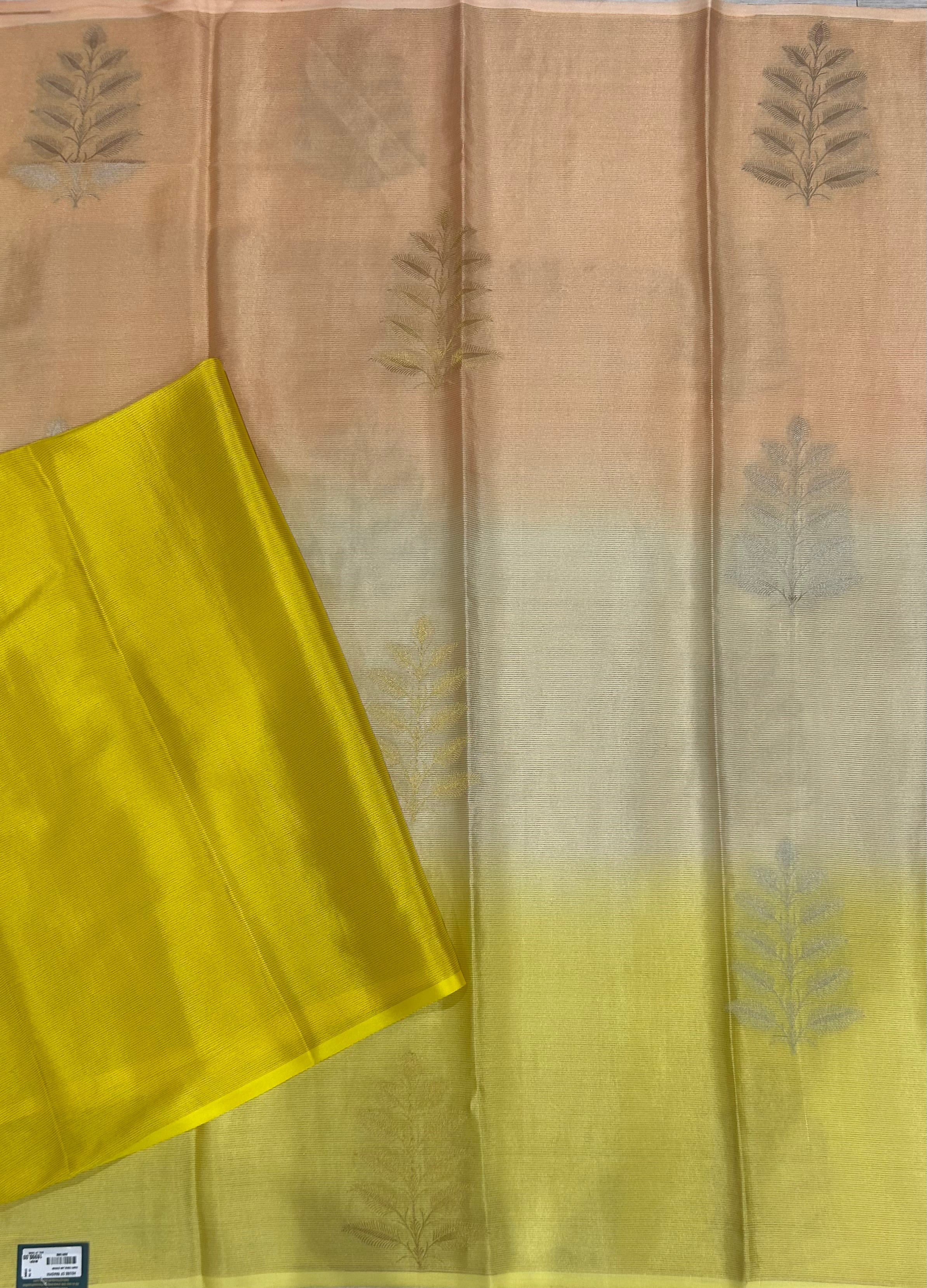Multicolour tissue stripes 103 pure Mysore crepe silk saree