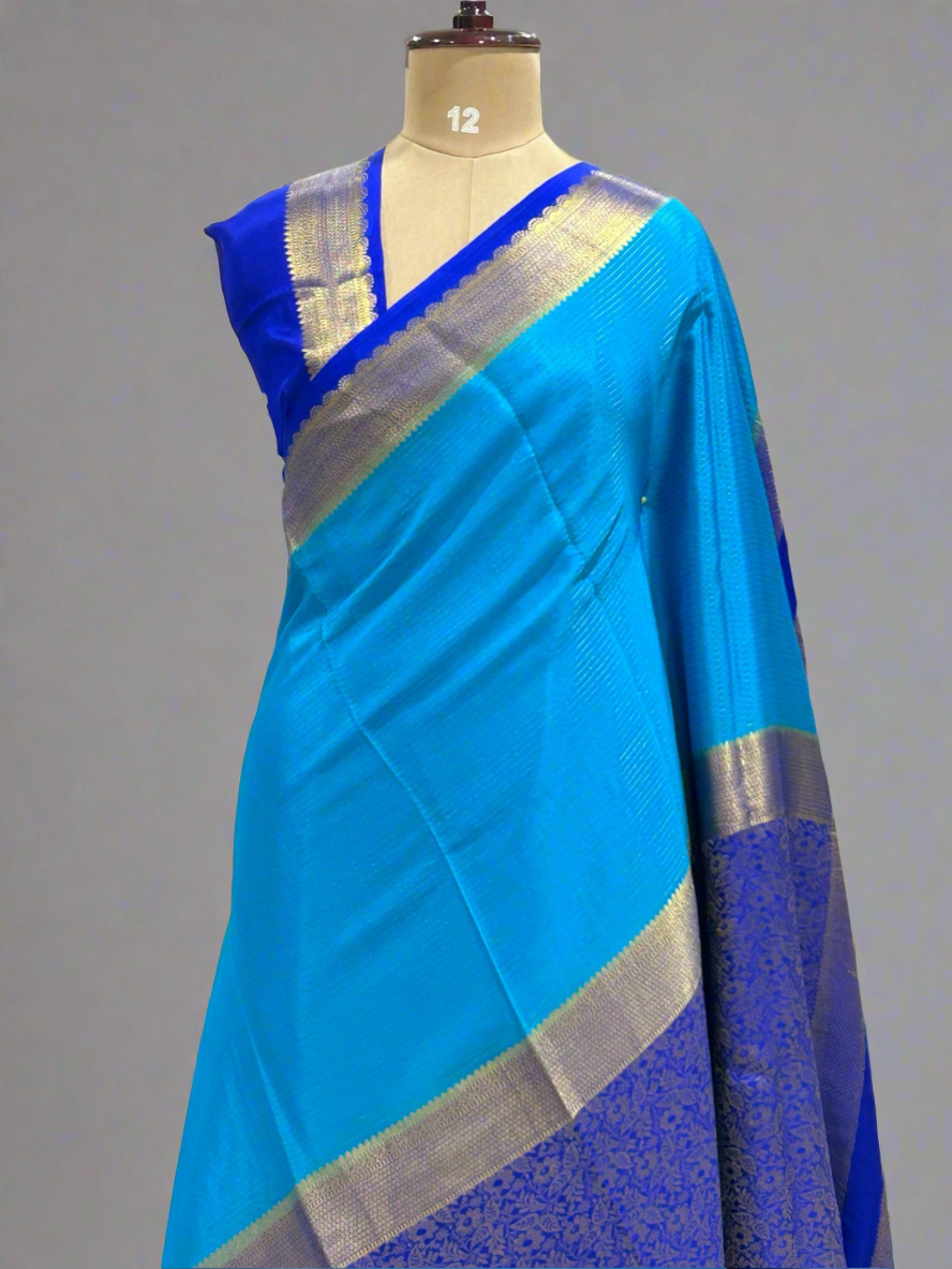 Half n half pure Mysore 08 crepe silk saree