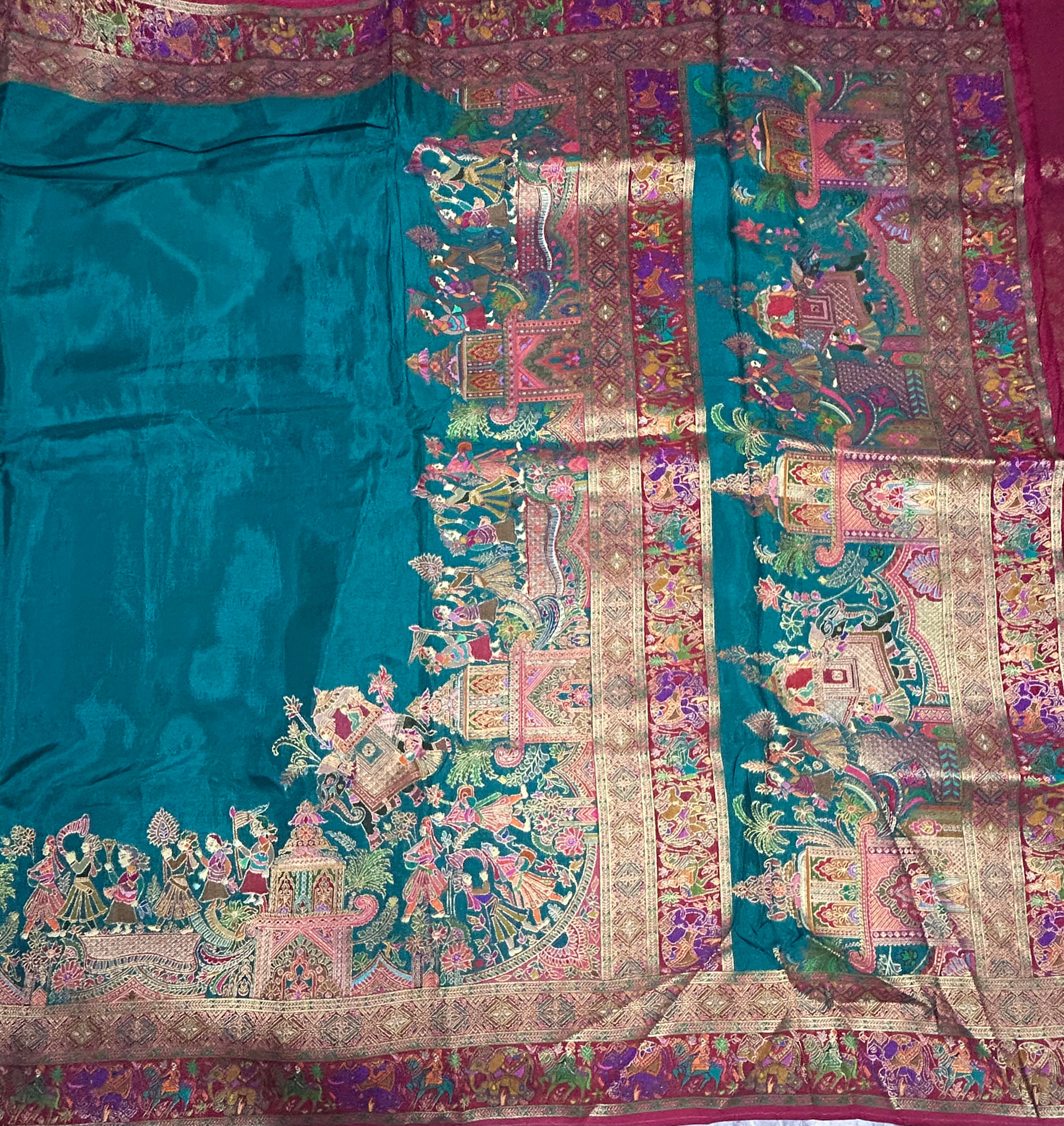 Black pashmina satin silk crepe 106 saree