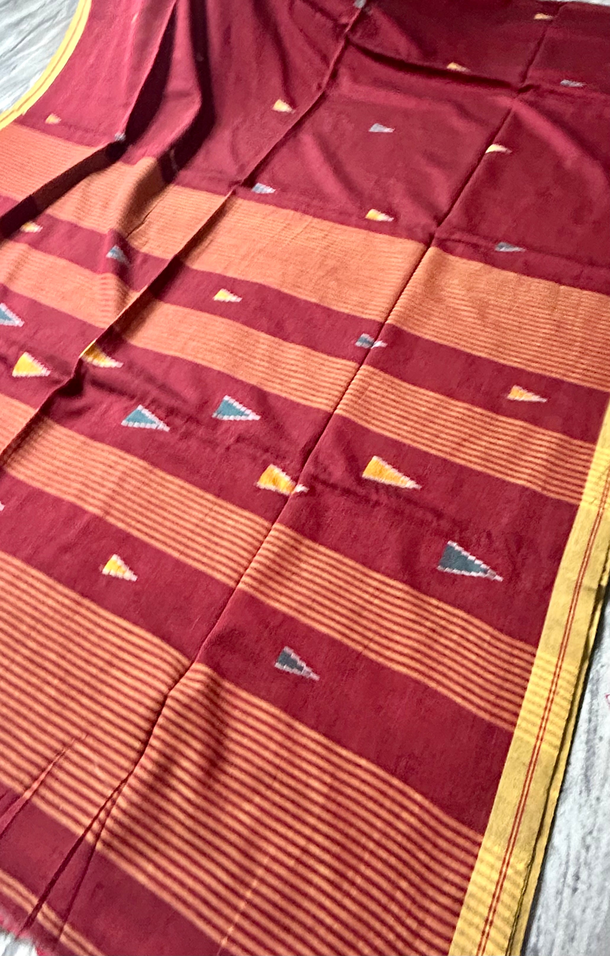 Maroon pure cotton 103 jamdani saree