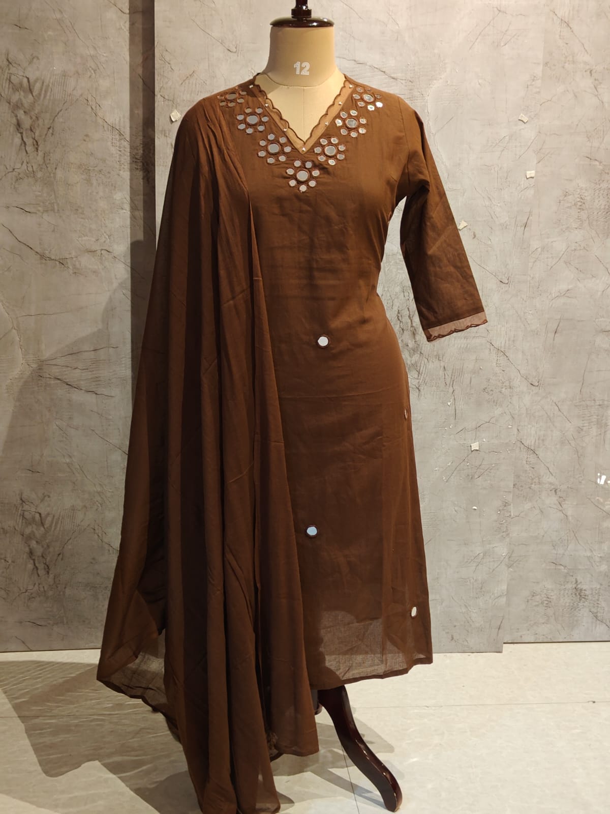 Brown Mul Cotton Staight fir Kurtha  151