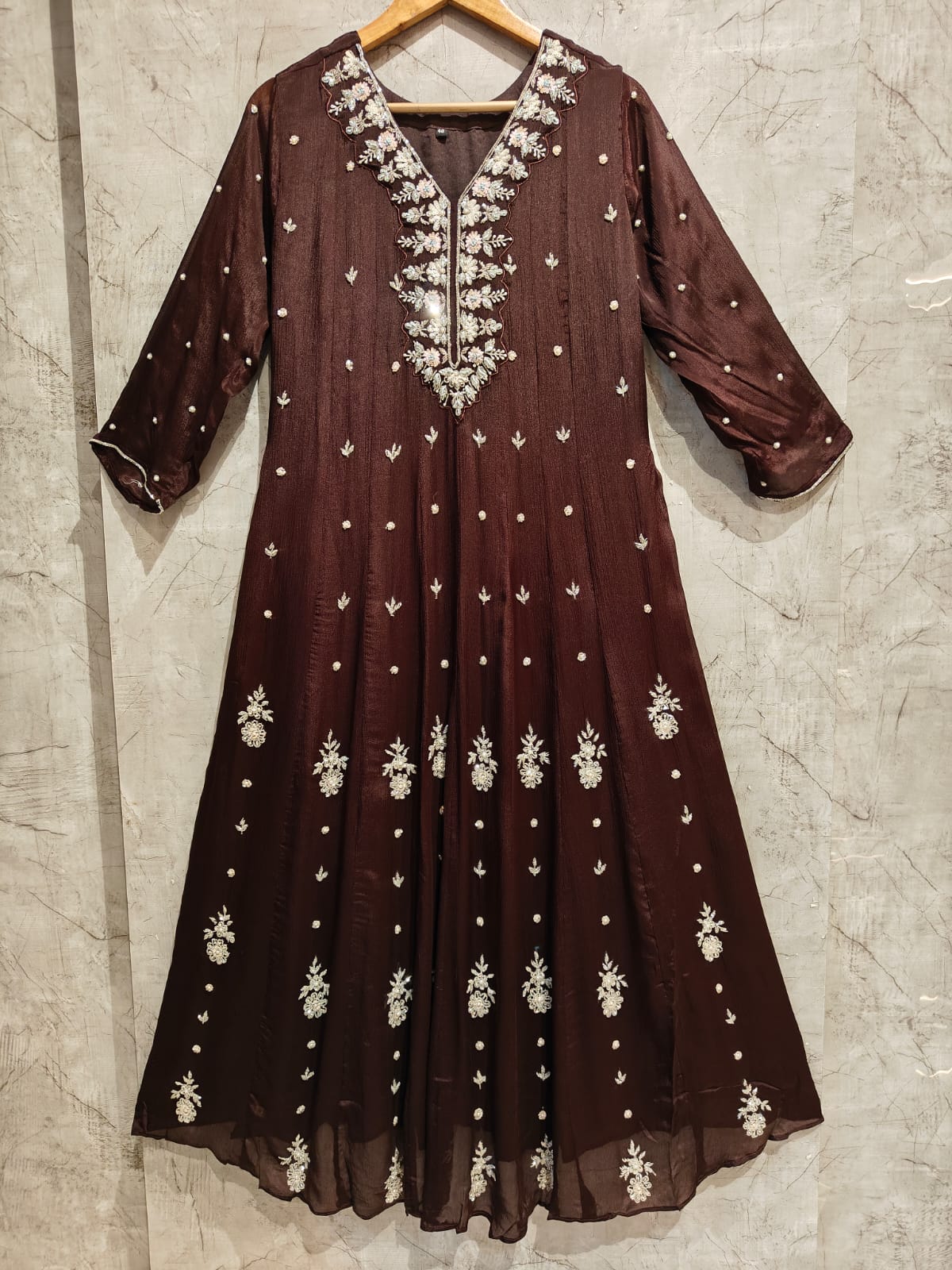 Anarkali Chinnon Hand Embroidery Kurtha 567