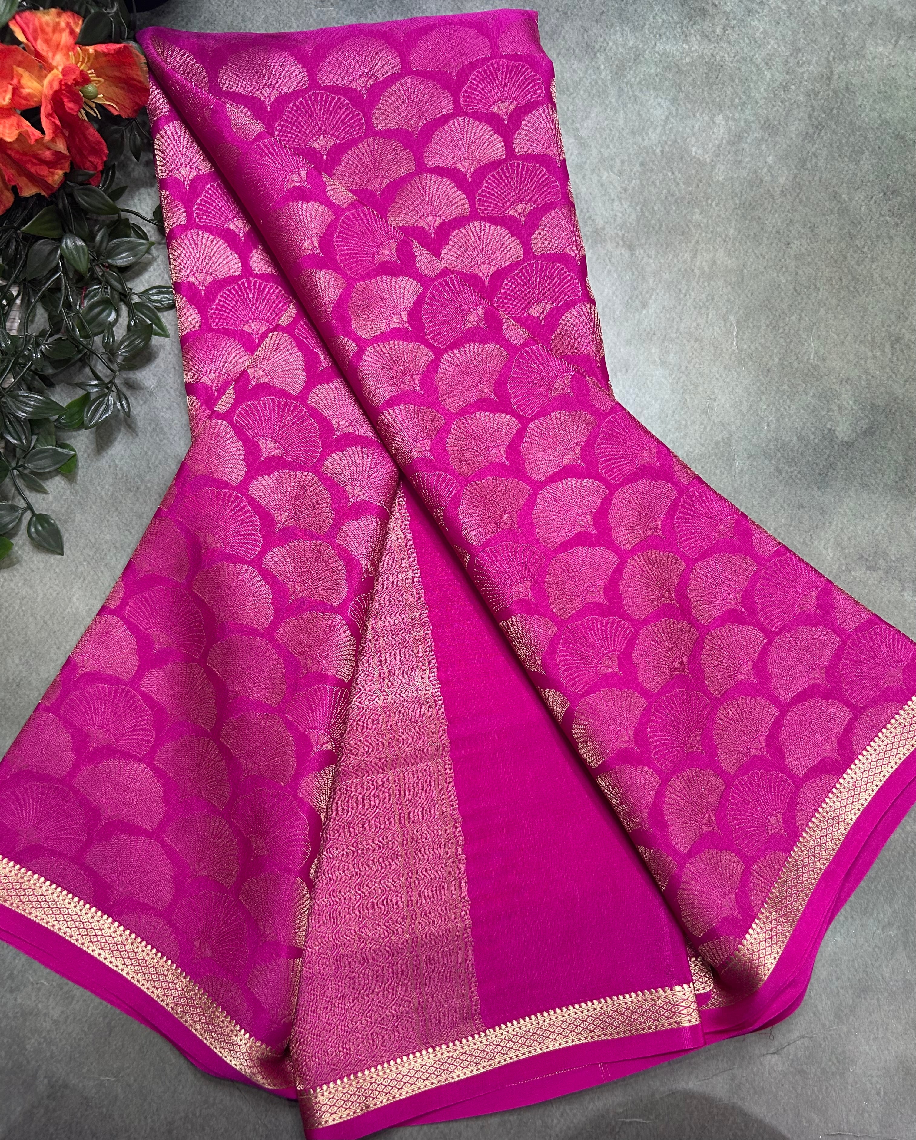 Rani pink brocade Pure Mysore Silk 106 Saree