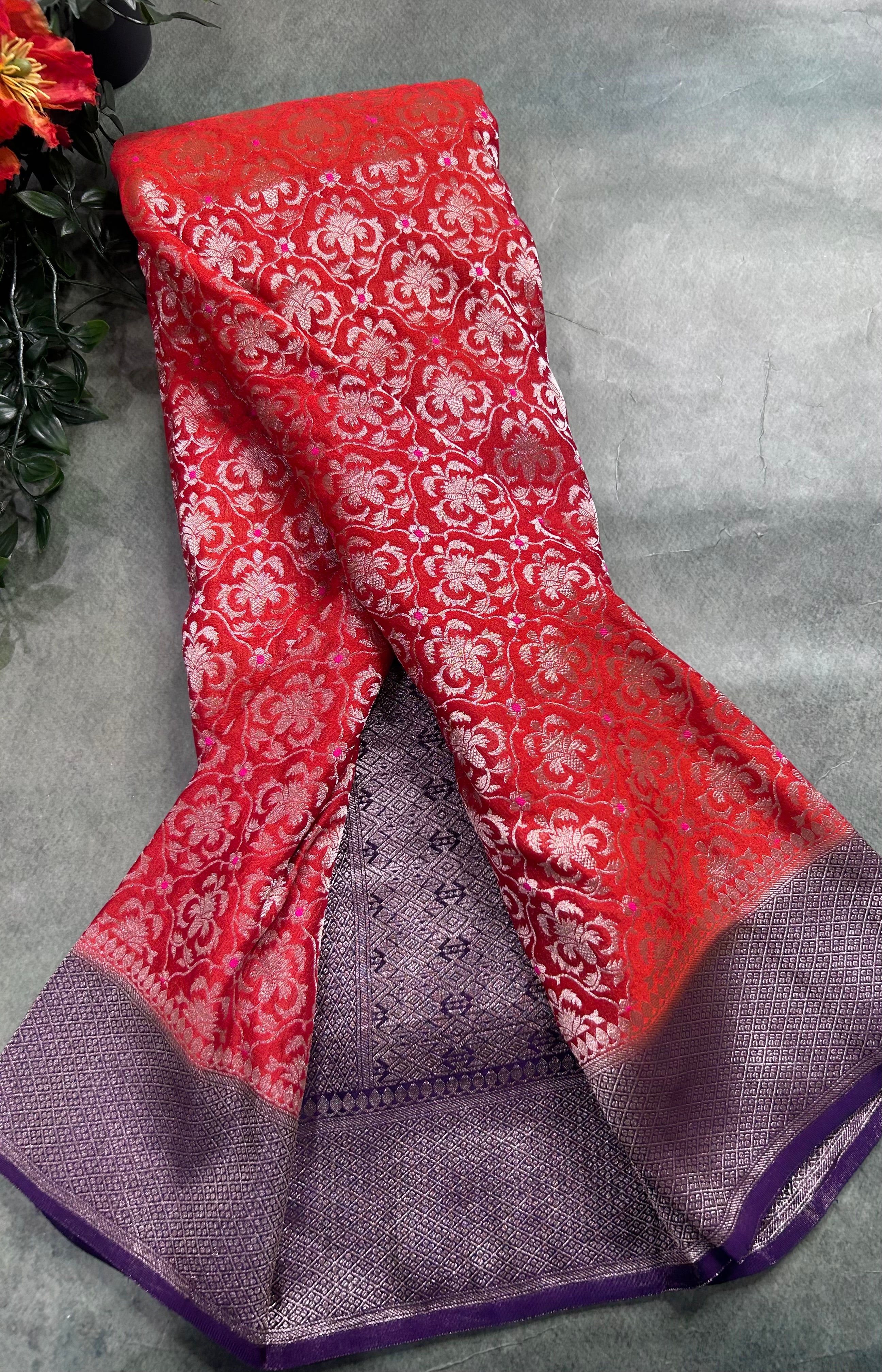 Orange brocade semi georgette 105 saree
