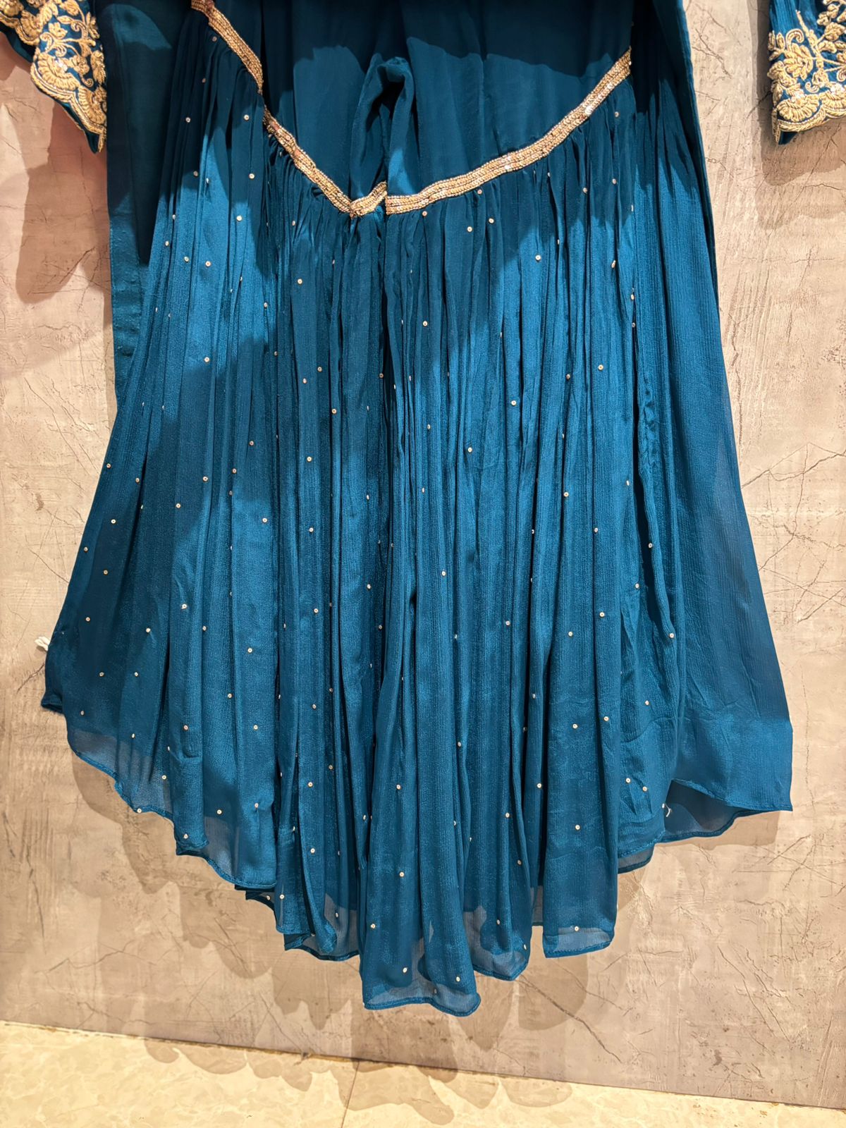 "Avani" Peacock Blue Designer Sharara party Kurtha set