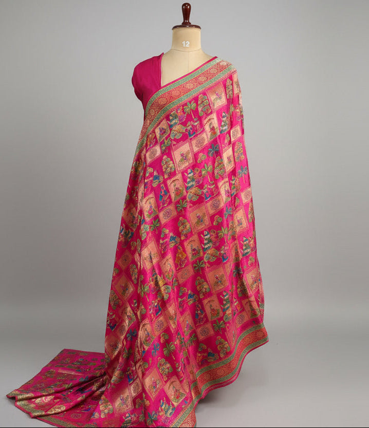 Pink dola crepe silk saree 101