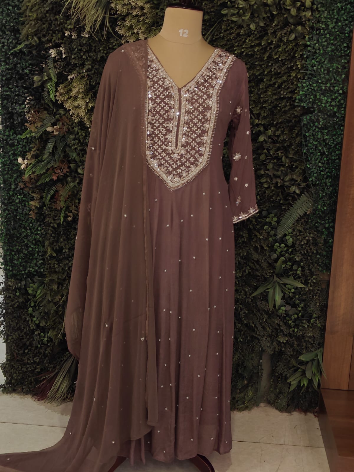 Mof Anarkali chinnon handwork party ware Kurtha 567