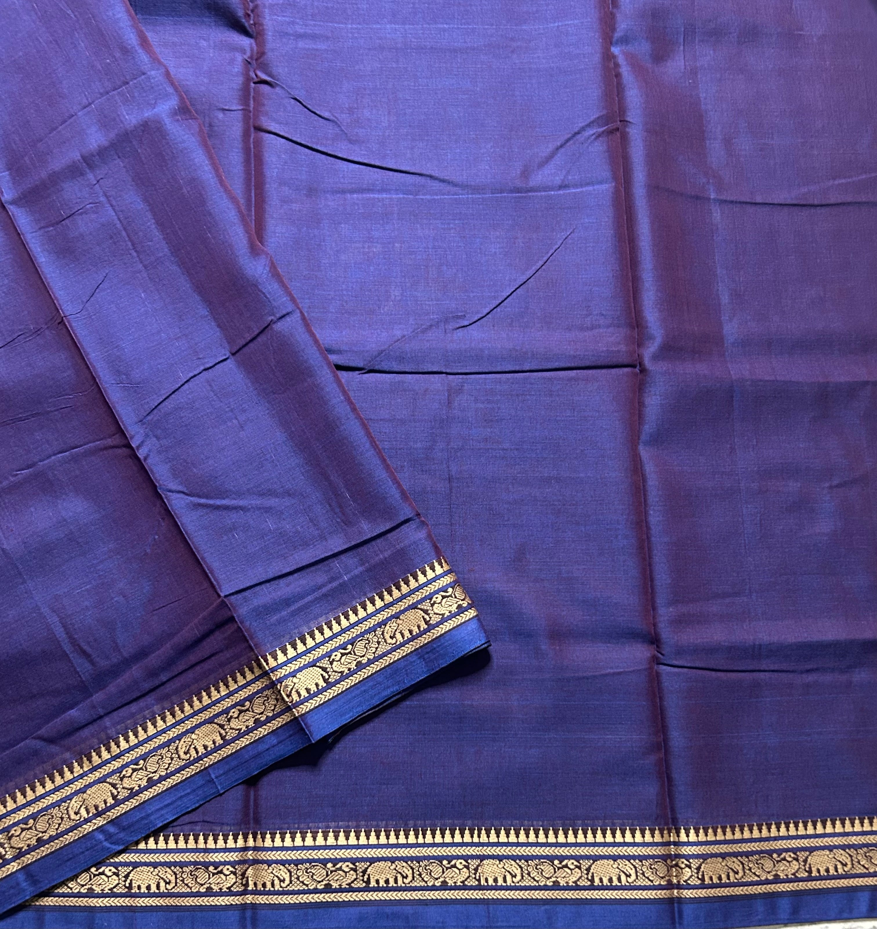 Blue Kanchi border pure cotton 103 saree