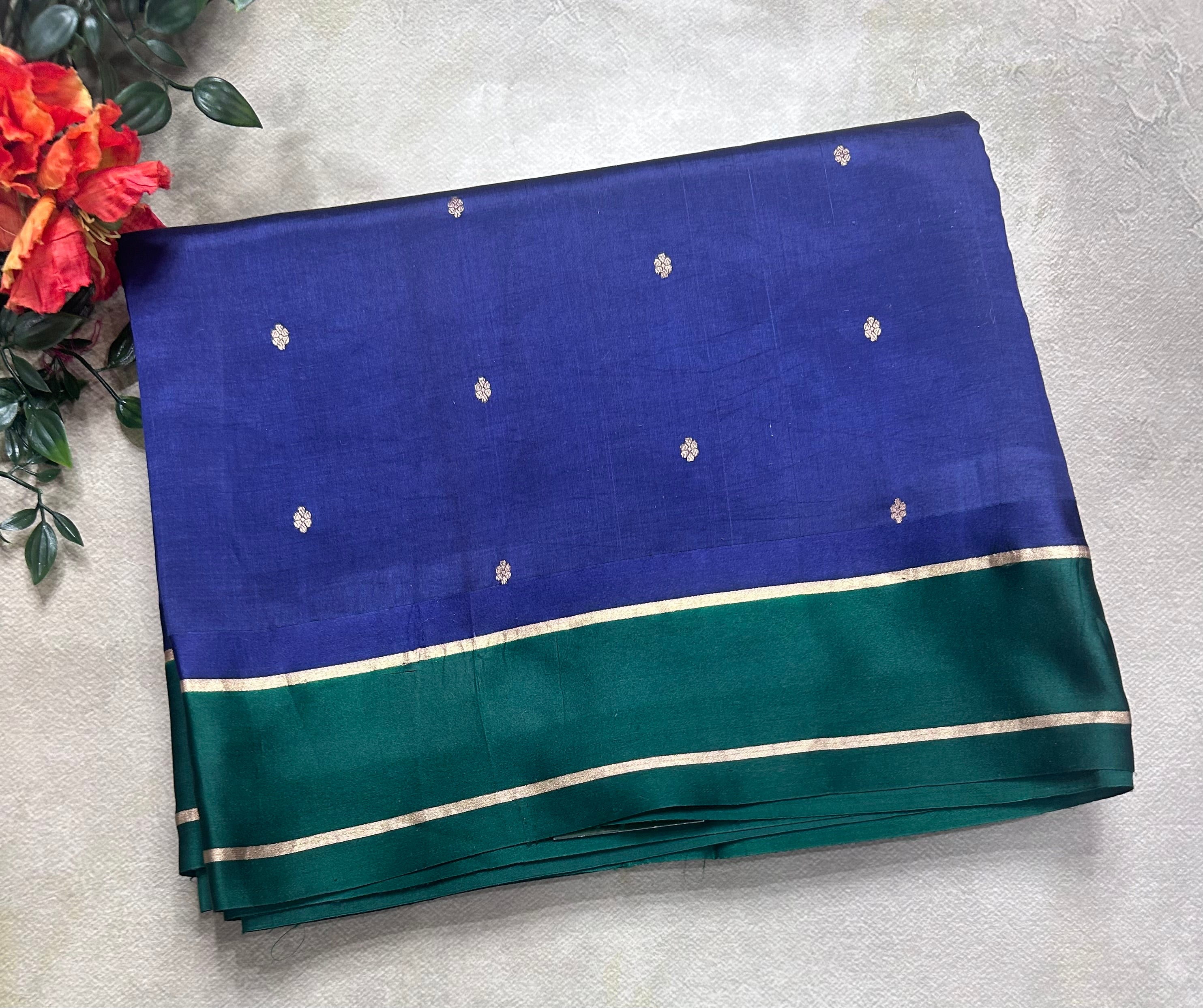 Navy blue benarasi lightweight silk 106 saree