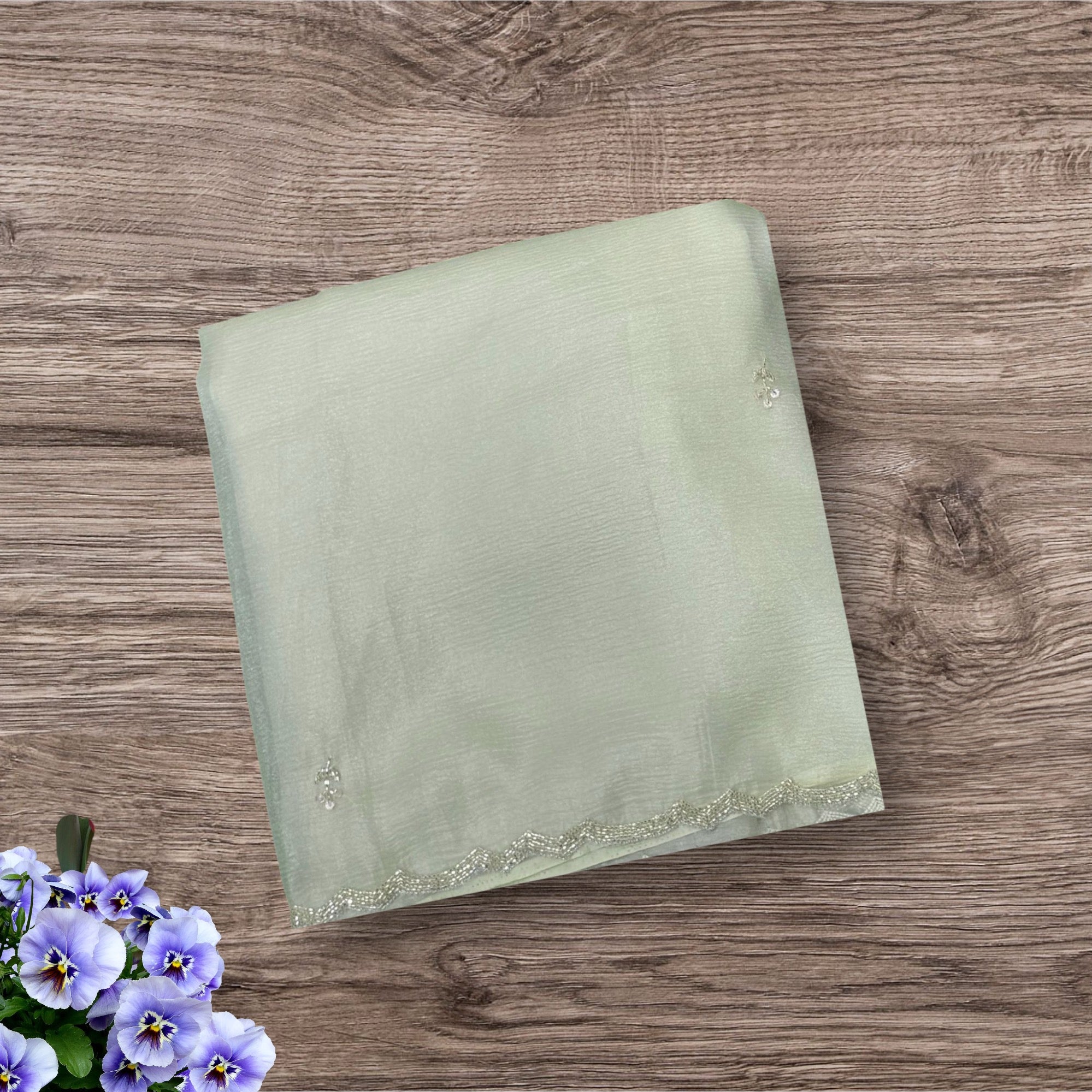 Light pista green-01 cutdan party wear crush saree