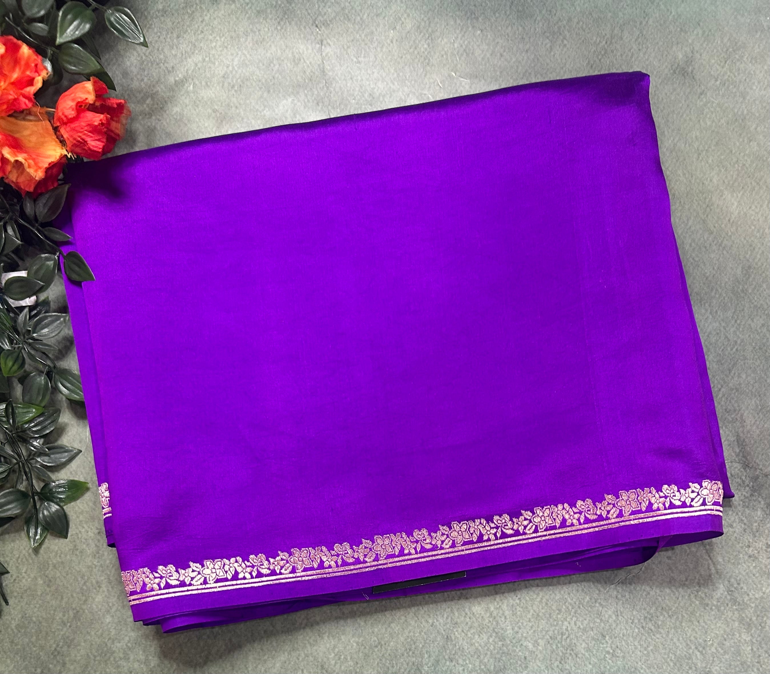 Purple one inch border lightweight benarasi silk 105 saree