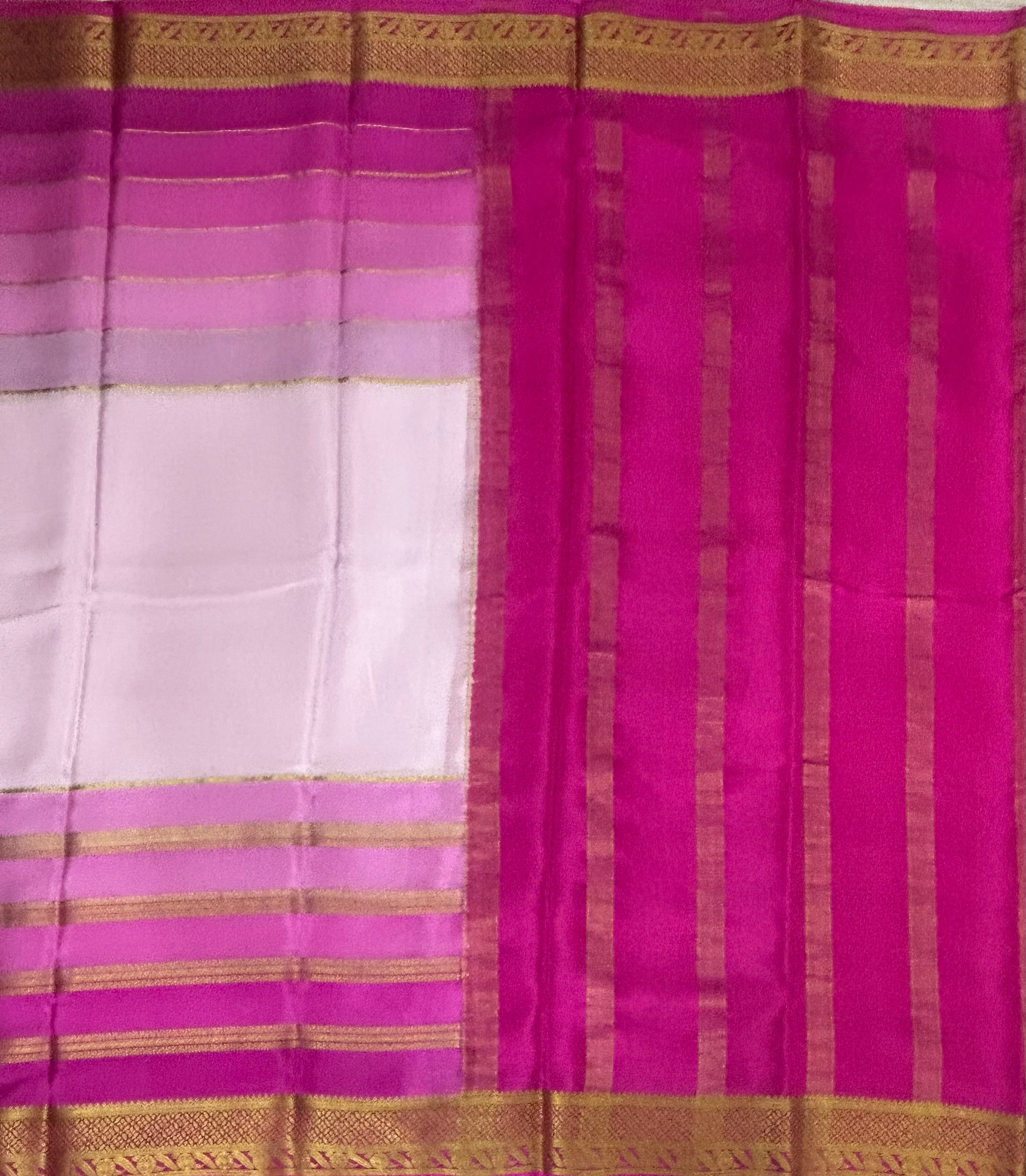 Multicolour stripes pure Mysore silk 102 saree
