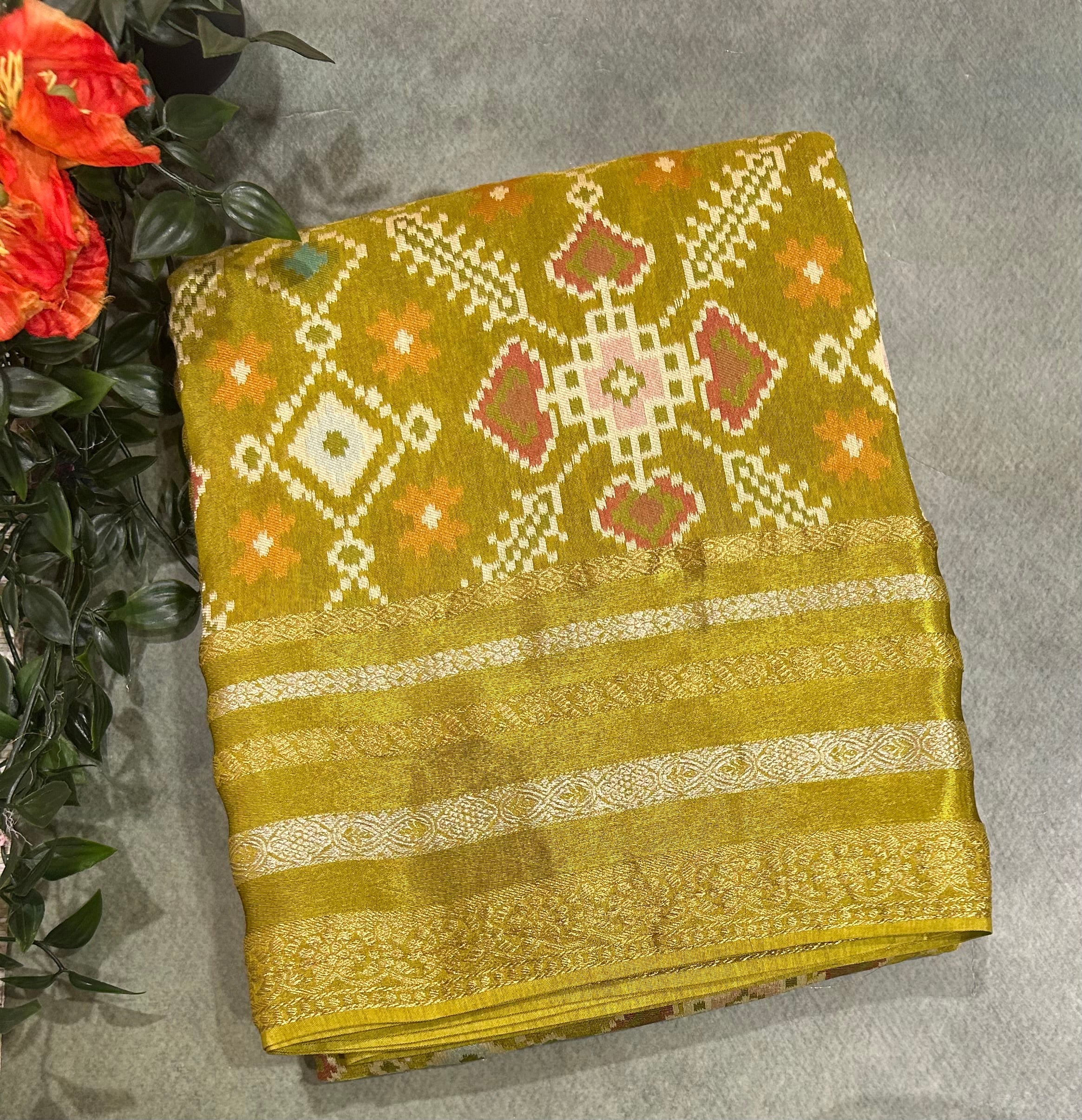 Green stripes border Patola 104 saree