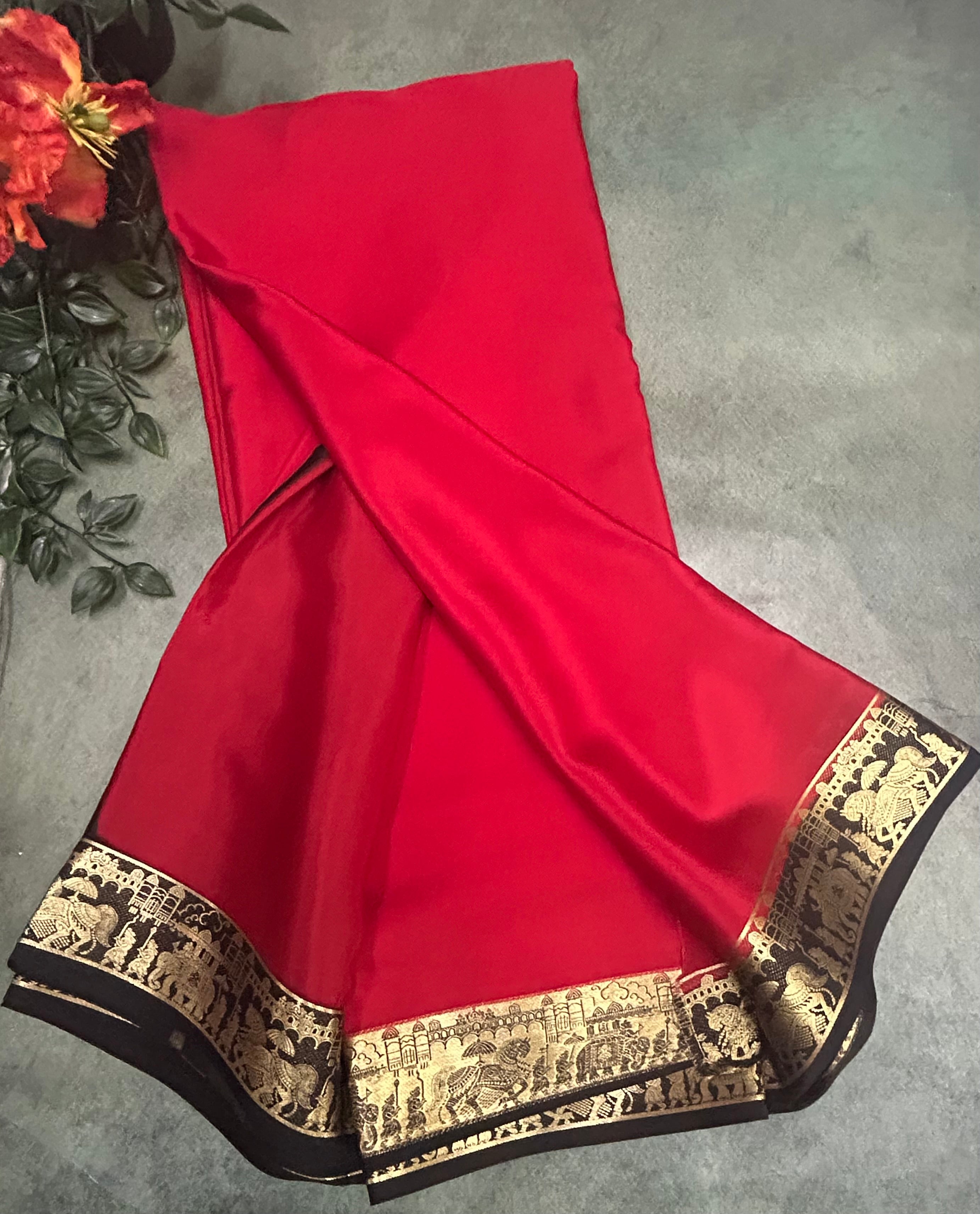 Rashmika Mandanna red n black pure mysore silk-103 saree