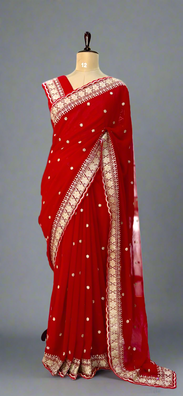 Red sabyasachi inspired-07 georgette designer saree