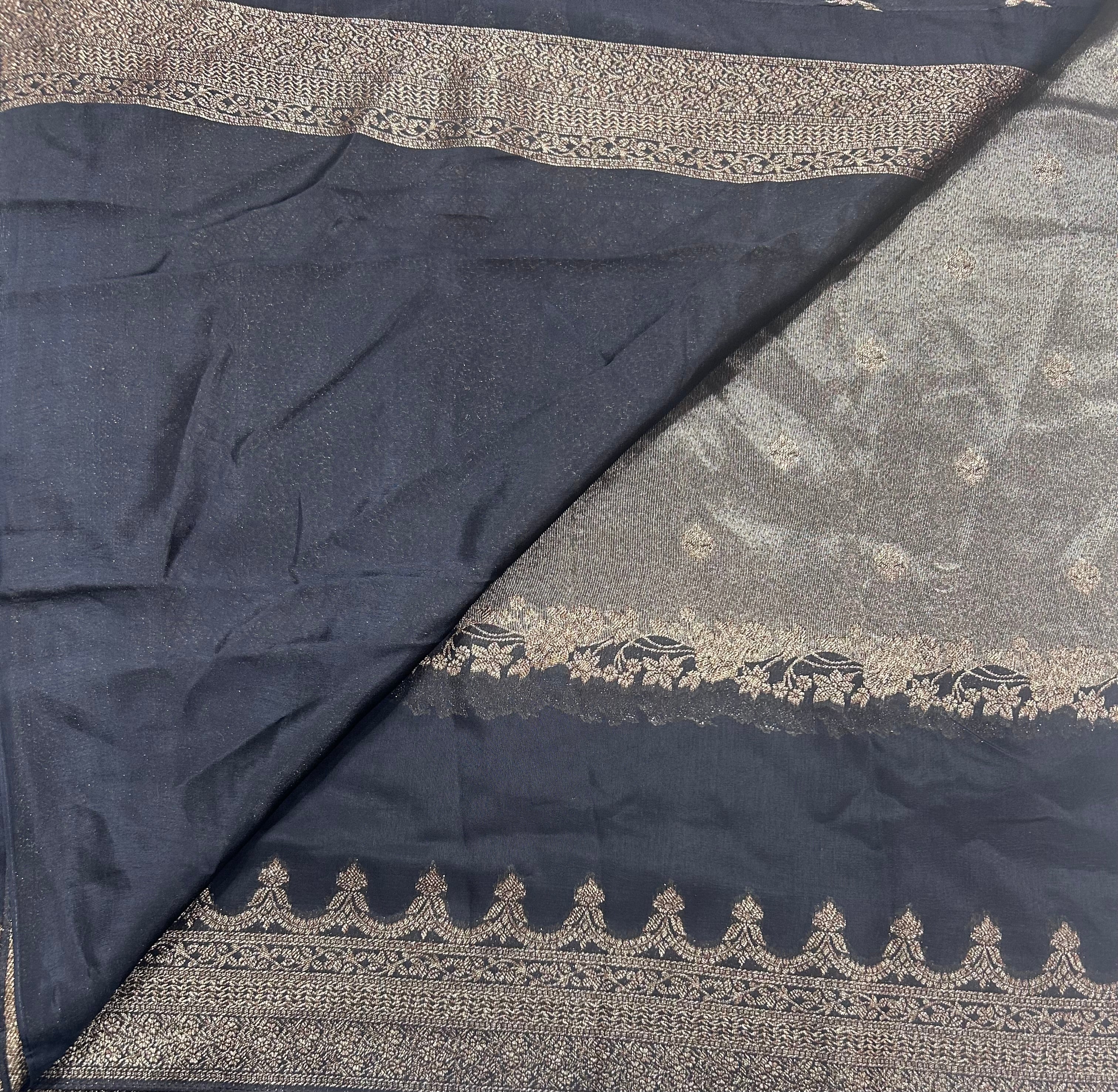 Black brocade tussar crepe 106 silk saree