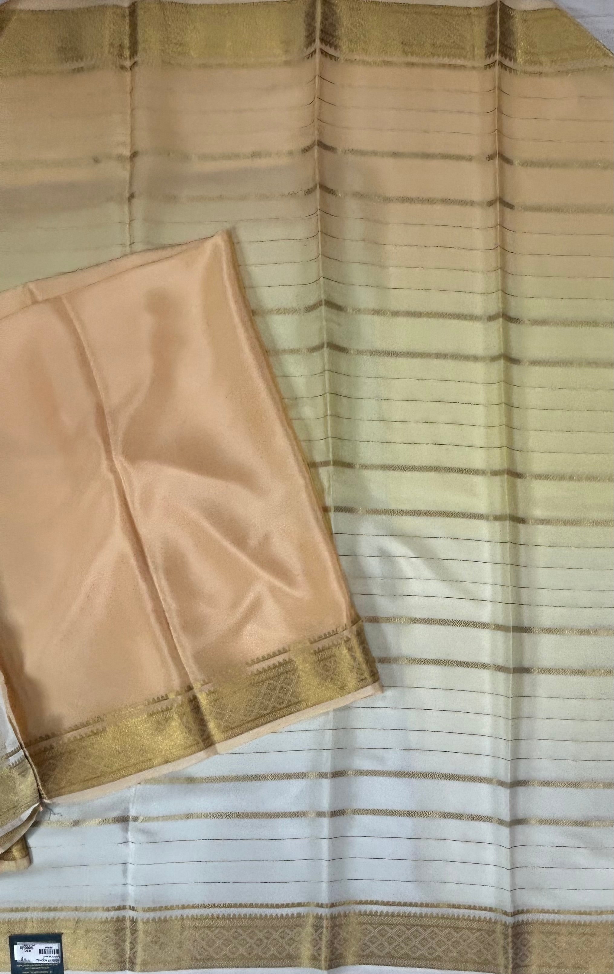 Multicolour stripes pure Mysore silk 102 saree