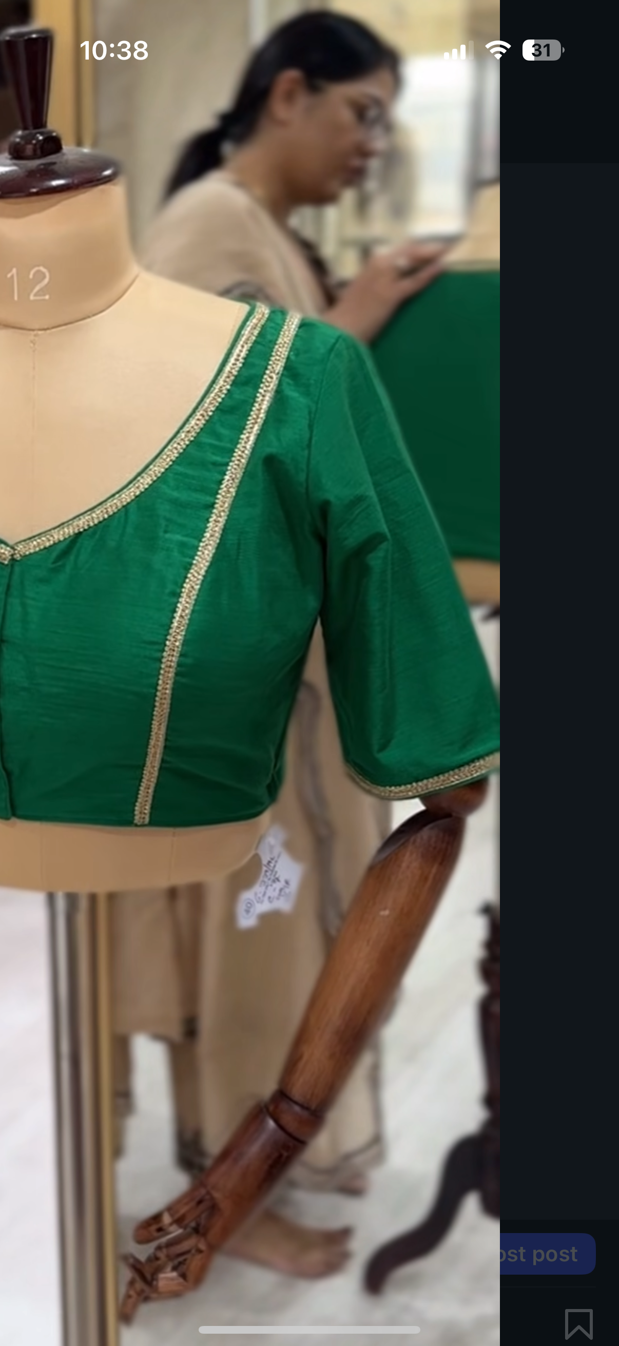 Green raw silk ready blouse 102