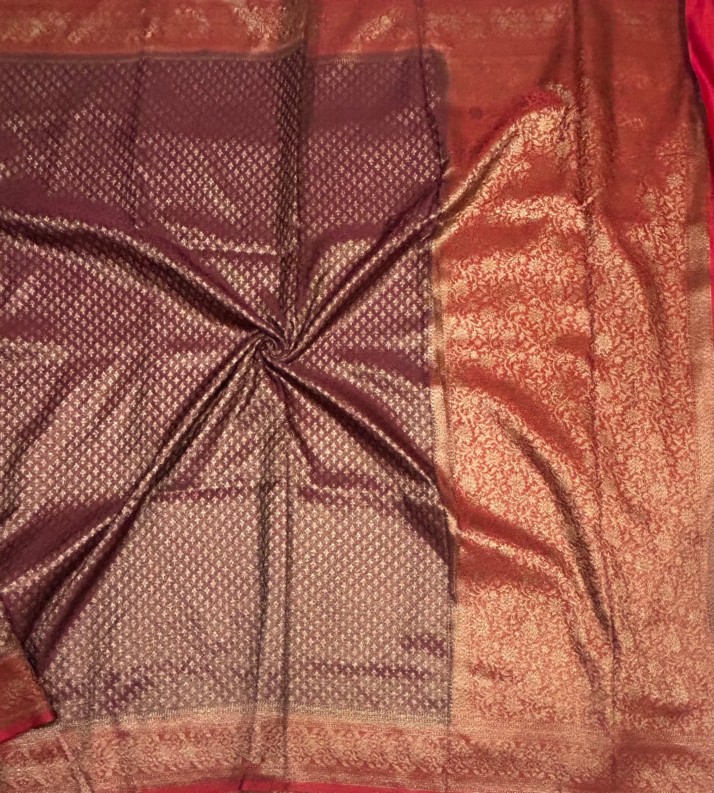 Maroon brocade dupion  benarasi-105 saree