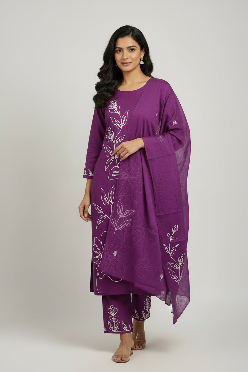 Purple Dobi Cotton A Line Kurtha 389