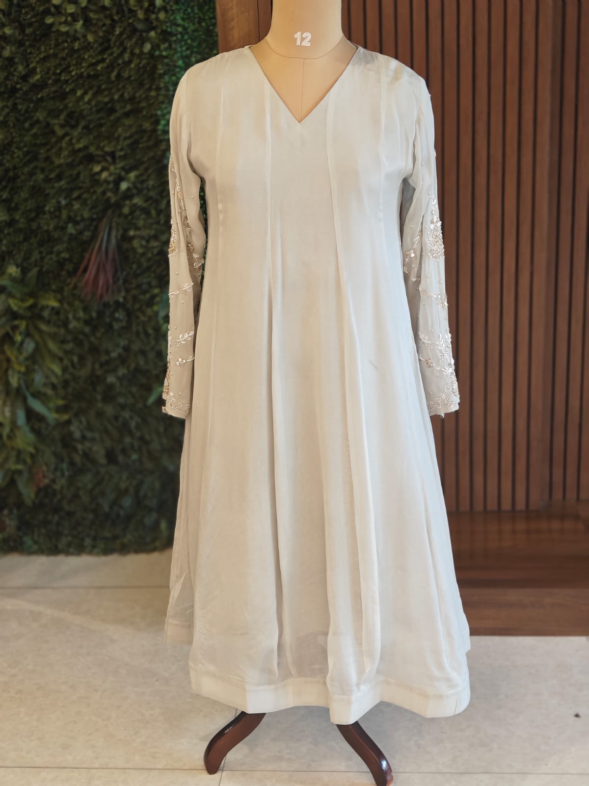 Gray Chanderi Silk Airline Handwork Kurtha