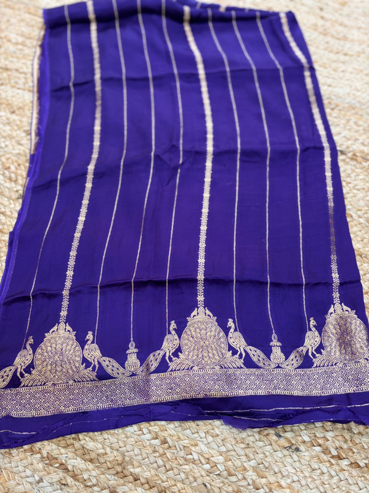 Purple Satin Banarasi Dress Material