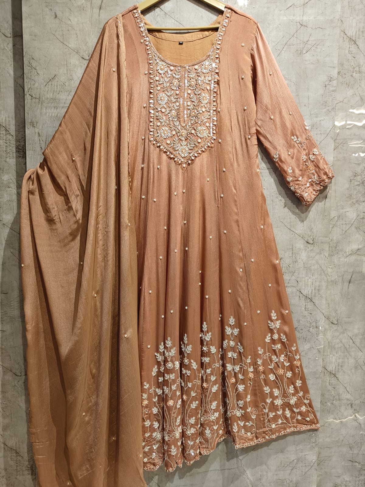 Anarkali Chinnon Hand Embroidery Kurtha 567