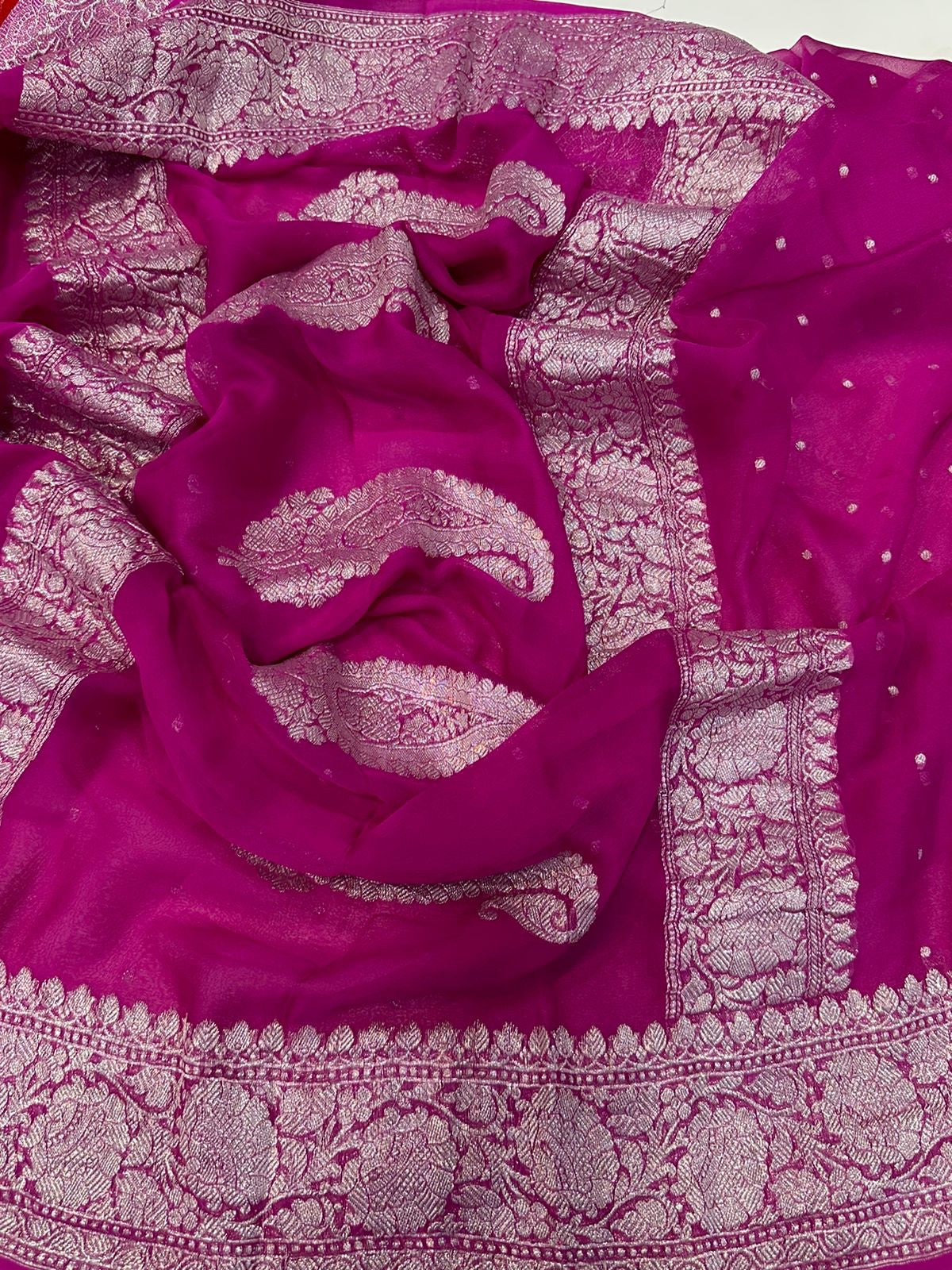 Pink 1000 butta benaras pure chiffon