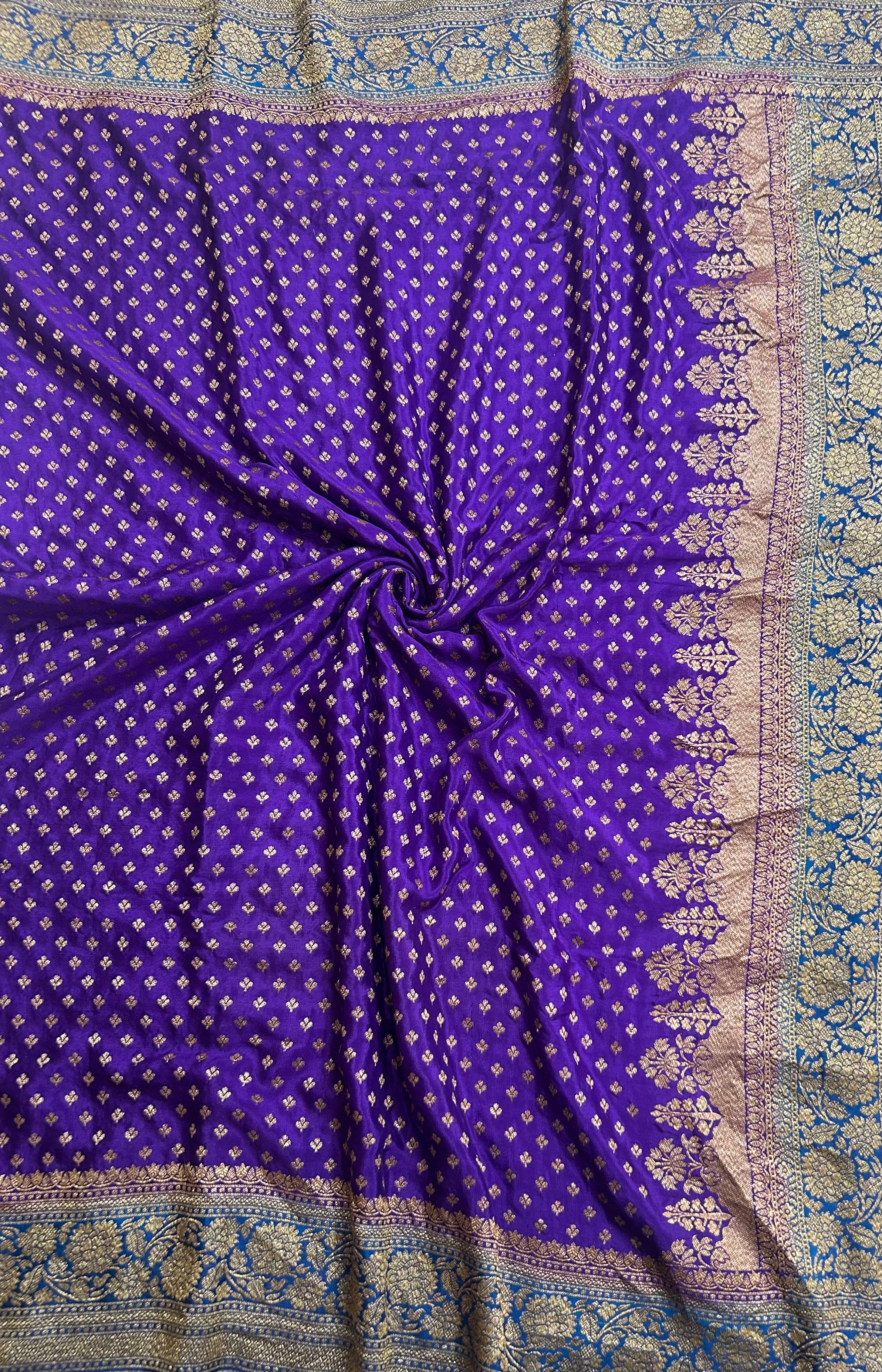 Purple small Butta pure Benarasi crepe 106 saree