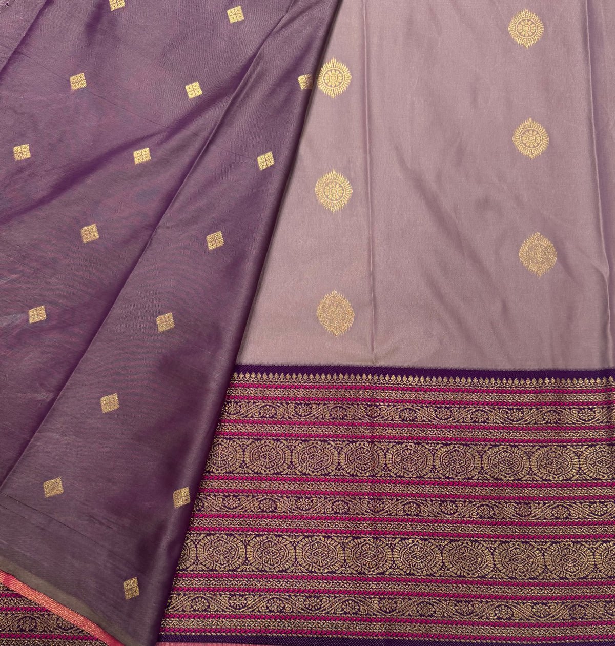 Mauve Kanchi Border Semi Soft Silk Saree 110