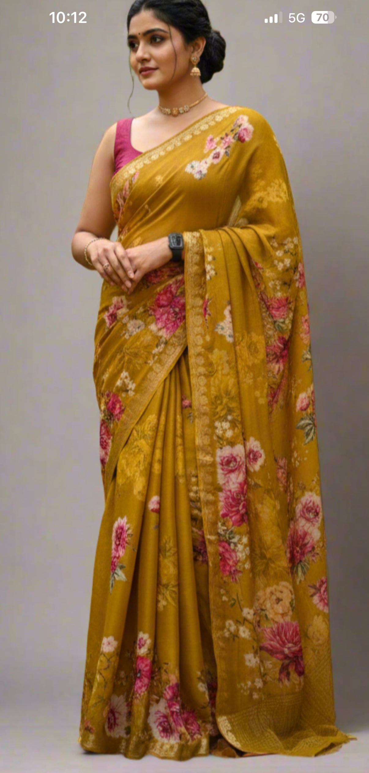 Bright Yellow Digital Print Chinon-09 Saree – Lightweight Designer Saree for Festive & Party Wear