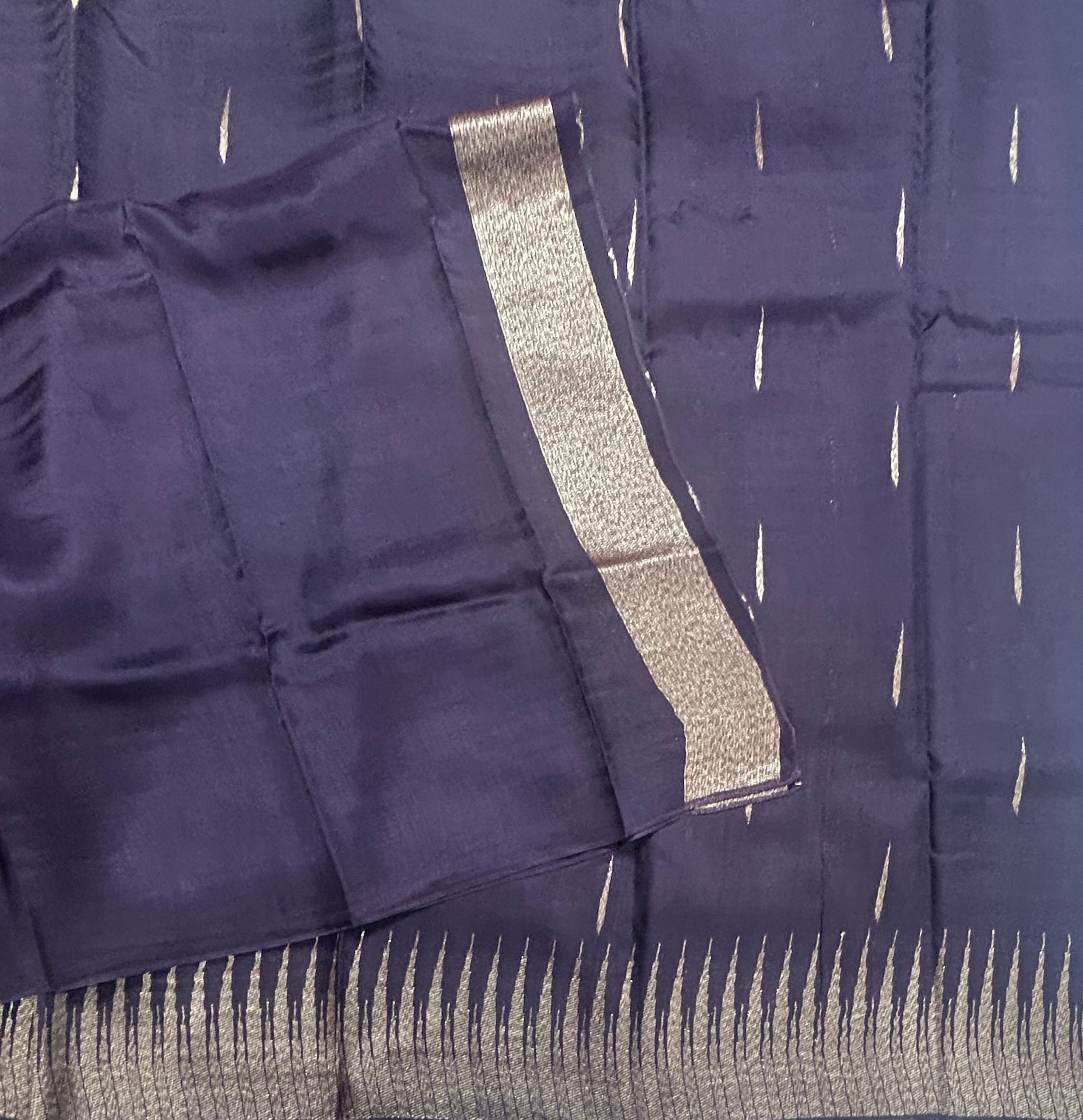 Dark wine temple border tussar crepe 106 silk saree