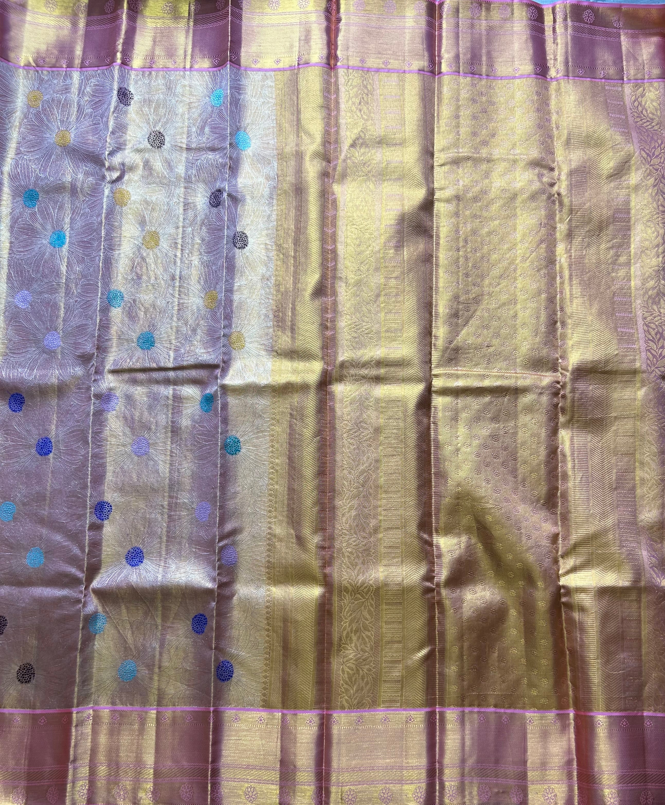 Pastel pink brocade pure Kanchipuram silk-103 saree