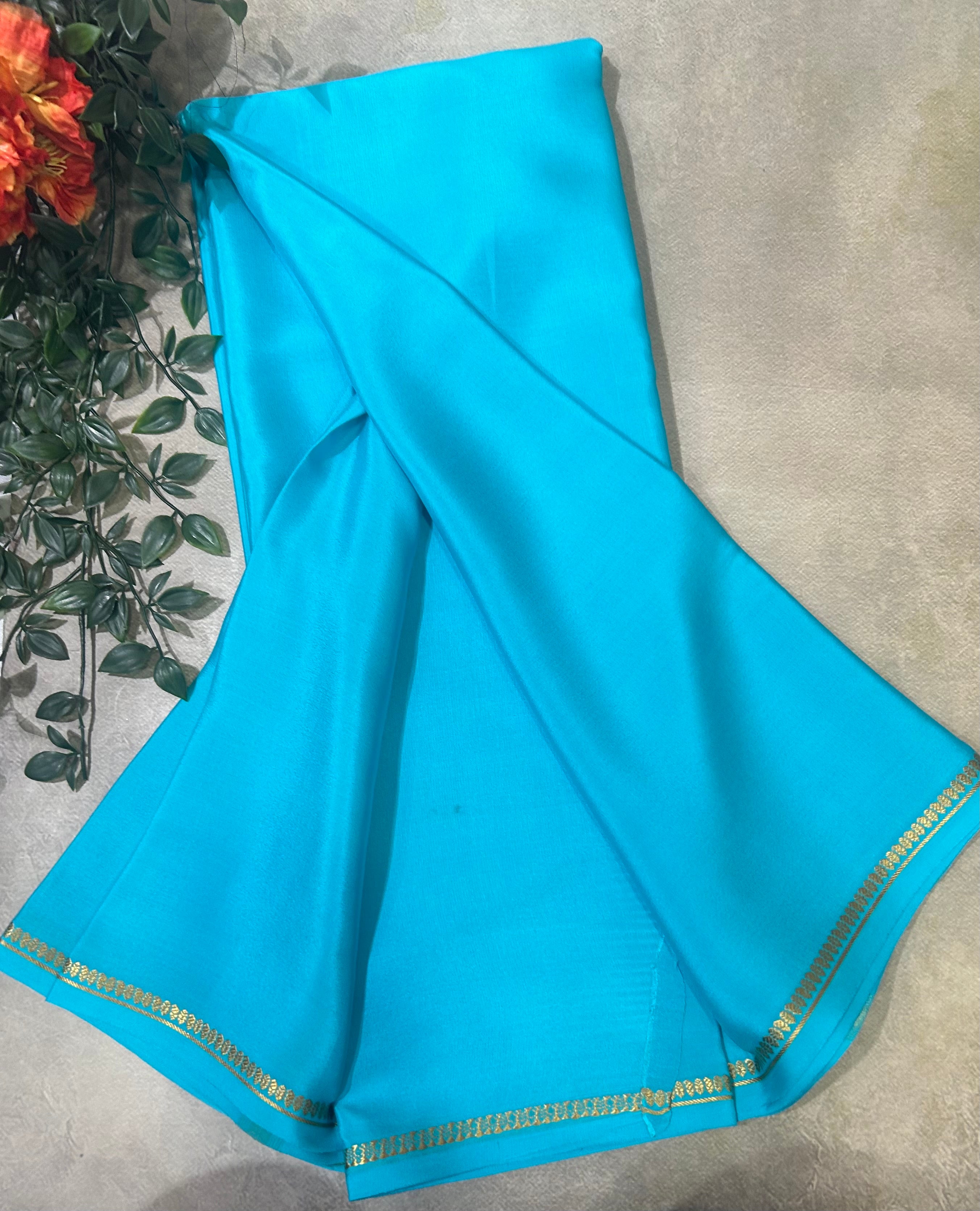 Light blue small border pure Mysore silk 103 saree