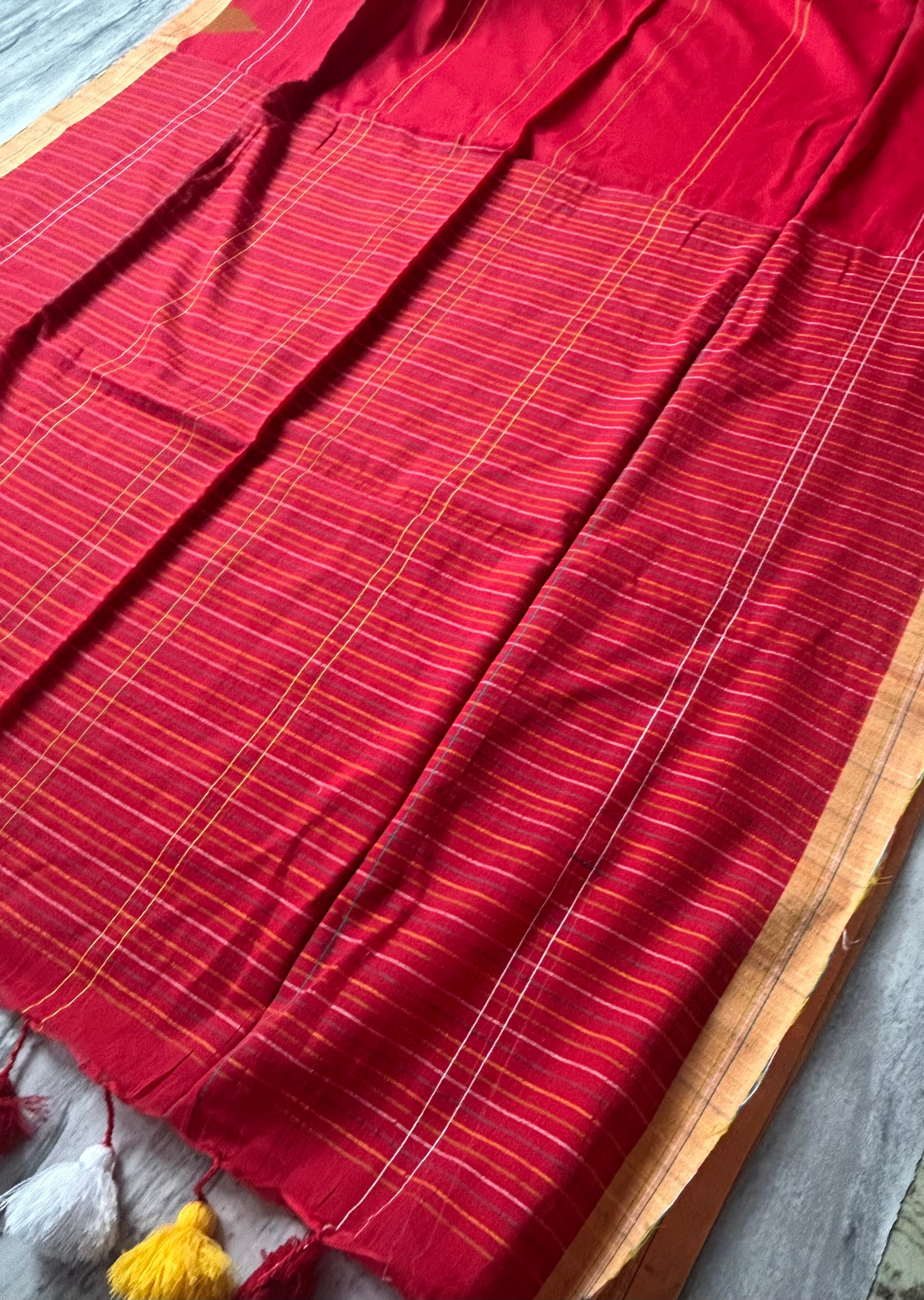 Red pure cotton 103 jamdani saree