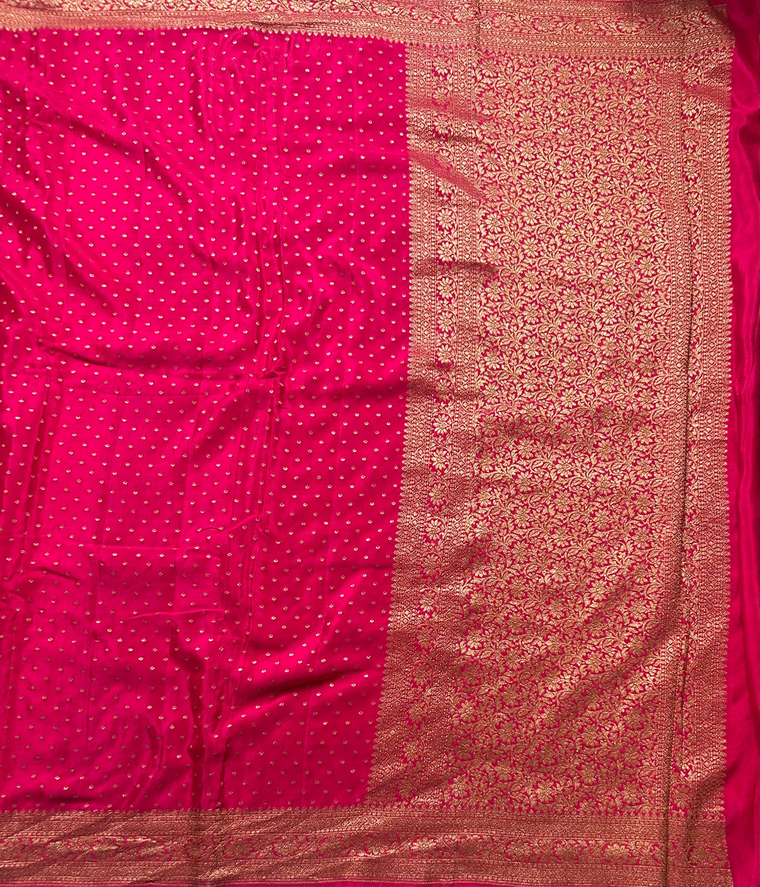Rani pink pure benarasi 103 crepe silk saree