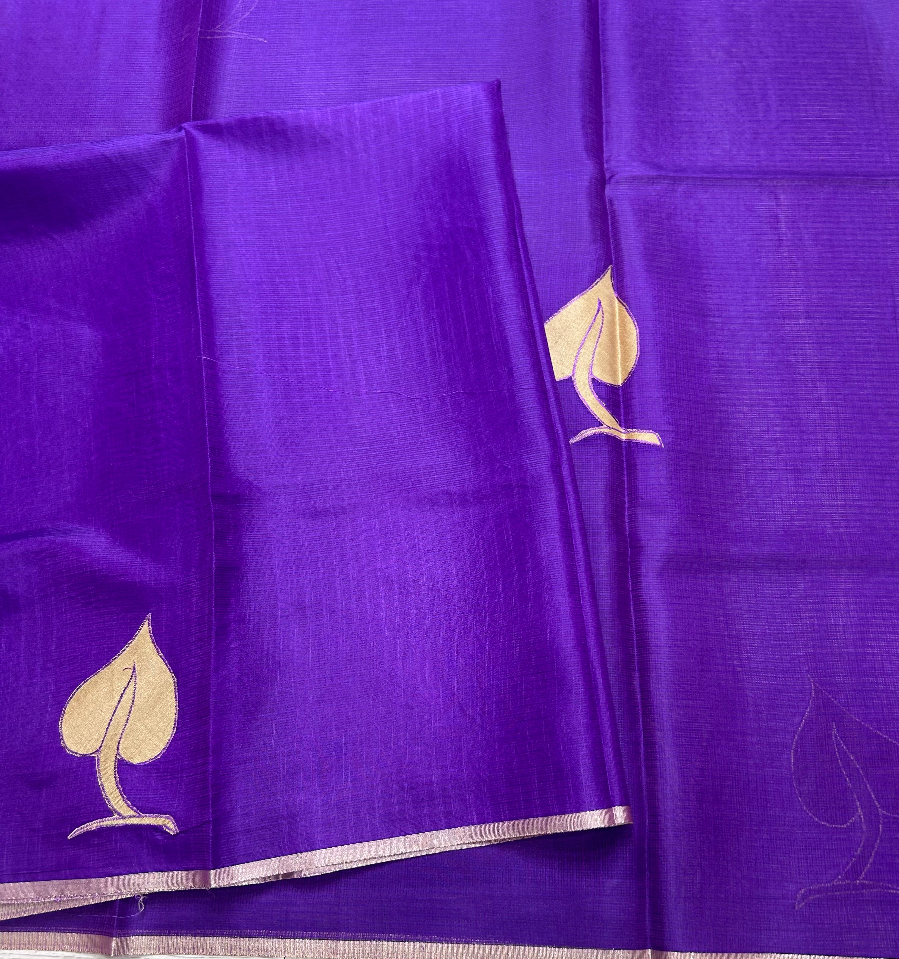 Purple 2 kota checks appliqué work 106 saree